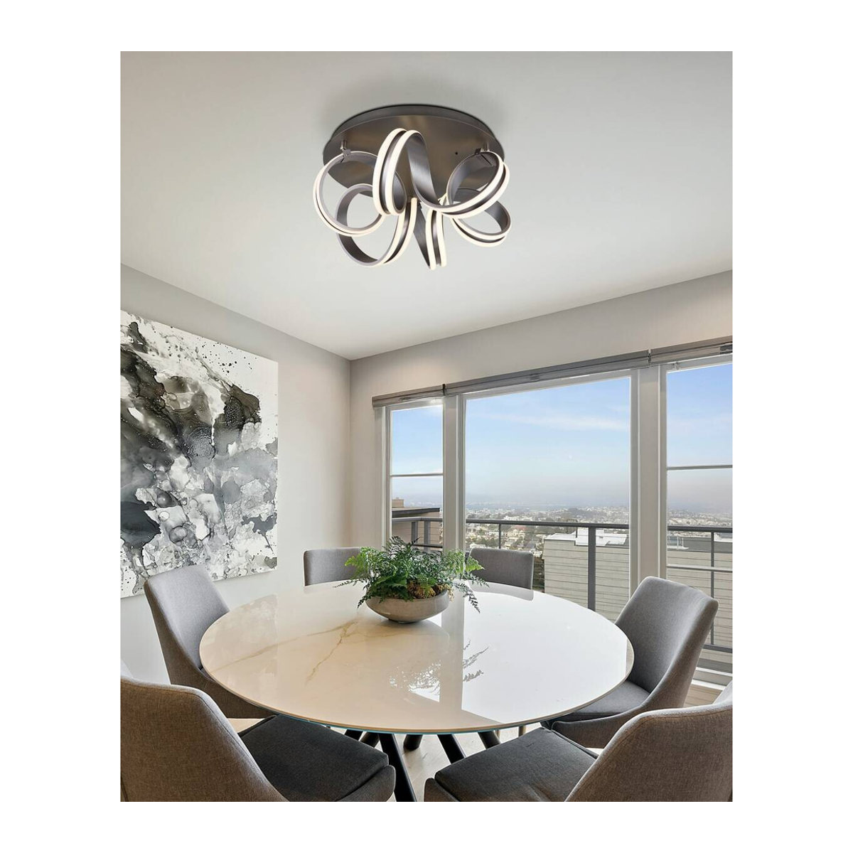 GLOBO Moderne LED Deckenleuchte aus Aluminium und Metall in Anthrazit Grau, H x B x T: 25 x 54 cm - Bild 3