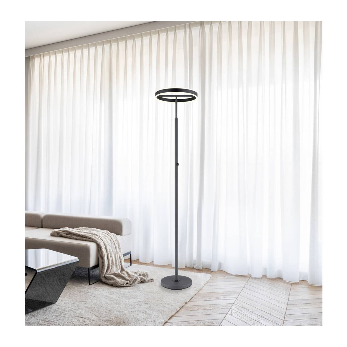 GLOBO Moderne LED Stehlampe in Schwarz und Anthrazit aus Metall und Acryl, H: 181 cm, B: 40 cm - Bild 2