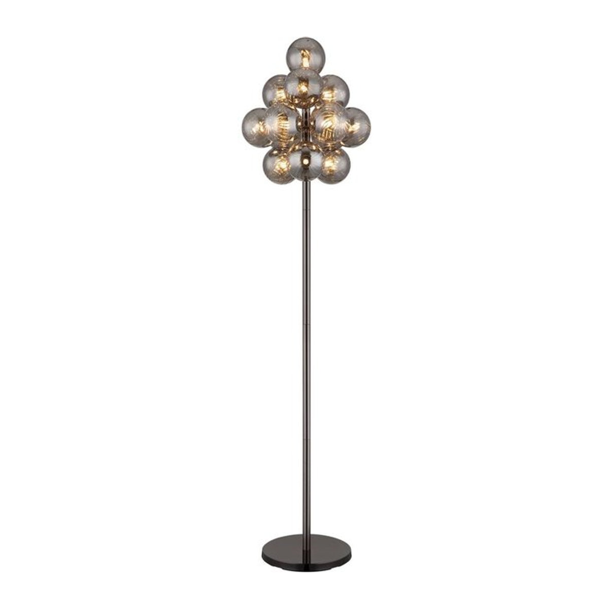GLOBO Moderne Stehlampe in Schwarz und Chrom mit Glas und Metall, Kugelleuchte, Höhe: 160 cm, Durchmesser: 39,5 cm, 13 G9 Brennstellen - Bild 1