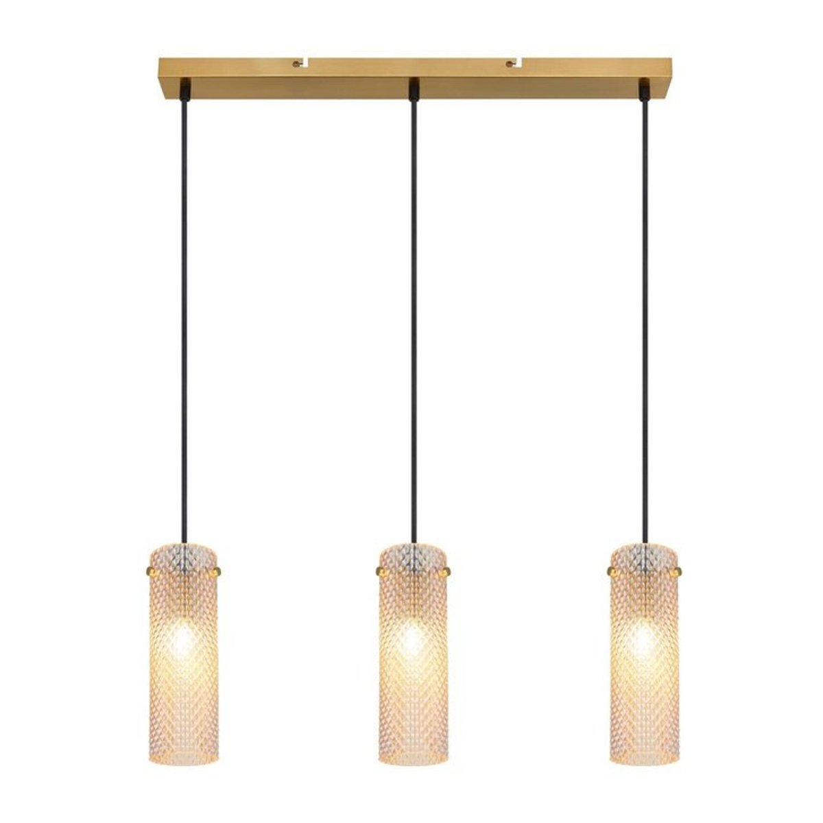GLOBO Pendelleuchte Amber Gold aus Metall und Glas mit 3 E14 Fassungen, B/H/T: 8 x 120 x 65 cm - Bild 1
