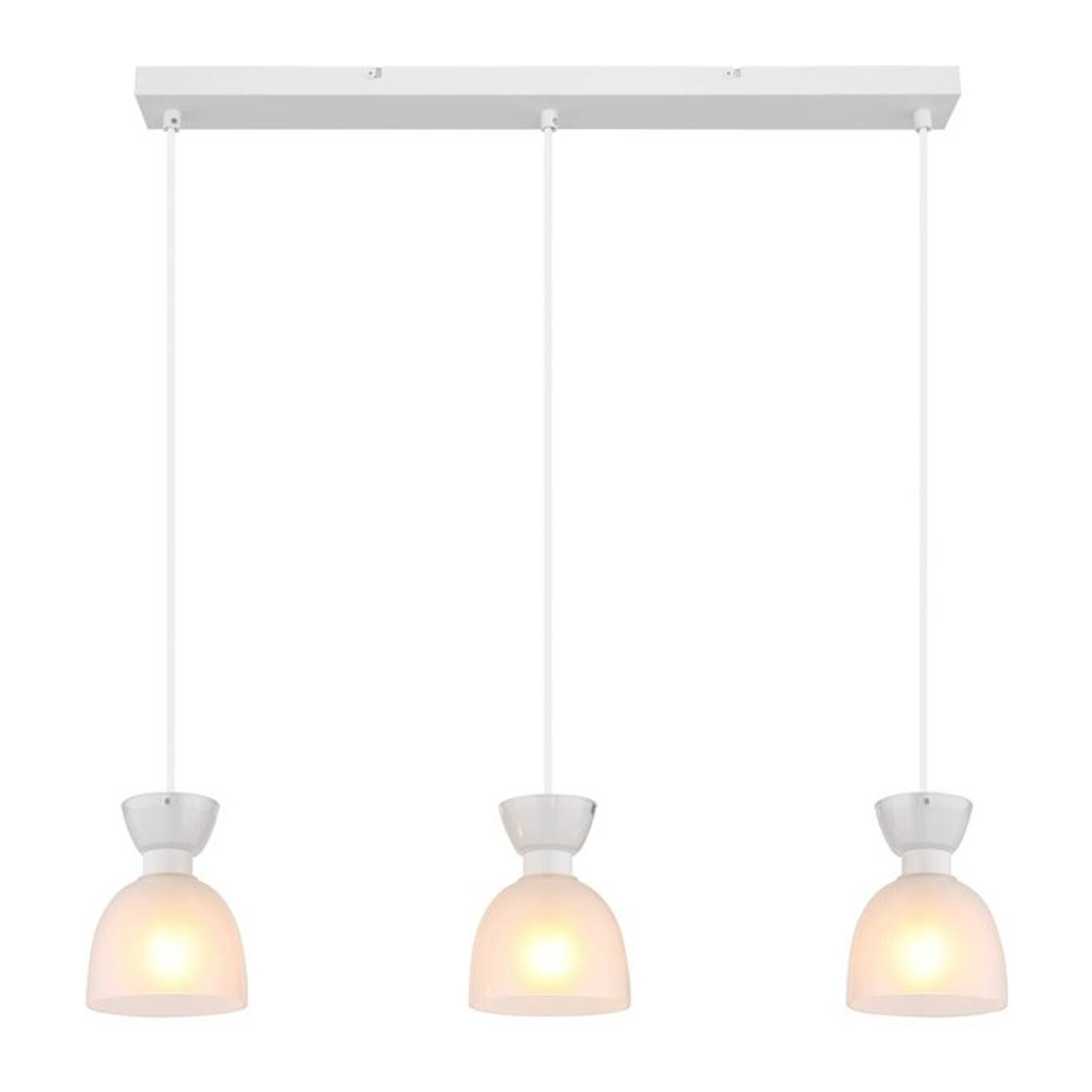 GLOBO Pendelleuchte aus Metall und Glas in Weiß, B: 65 cm, H: 120 cm, E14, 3 Fassungen - Bild 1