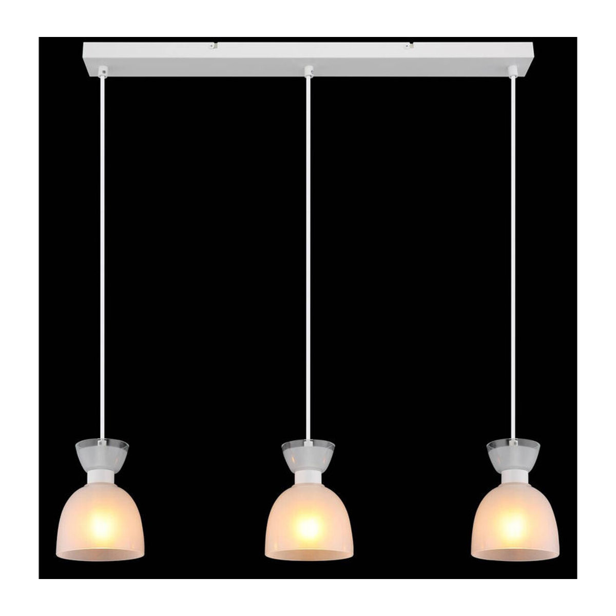 GLOBO Pendelleuchte aus Metall und Glas in Weiß, B: 65 cm, H: 120 cm, E14, 3 Fassungen - Bild 2