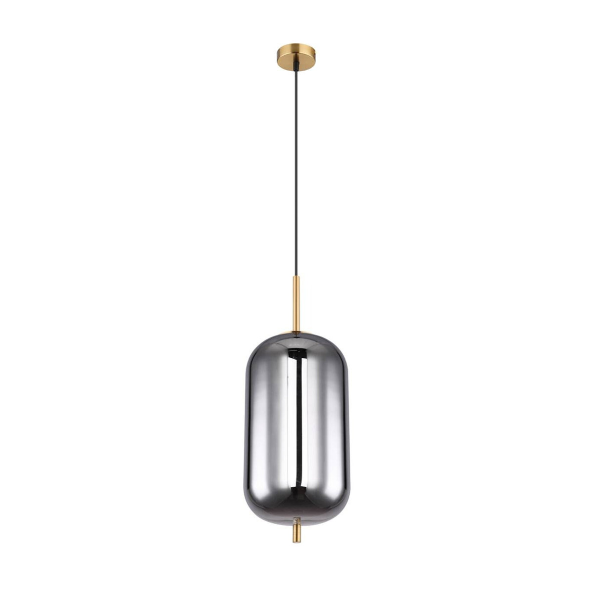 Globo Pendelleuchte Blacky aus Metall und Glas in Messing, Schwarz und Grau mit Rauchglas, E27, H: 120 cm, Durchmesser: 22 cm - Bild 3