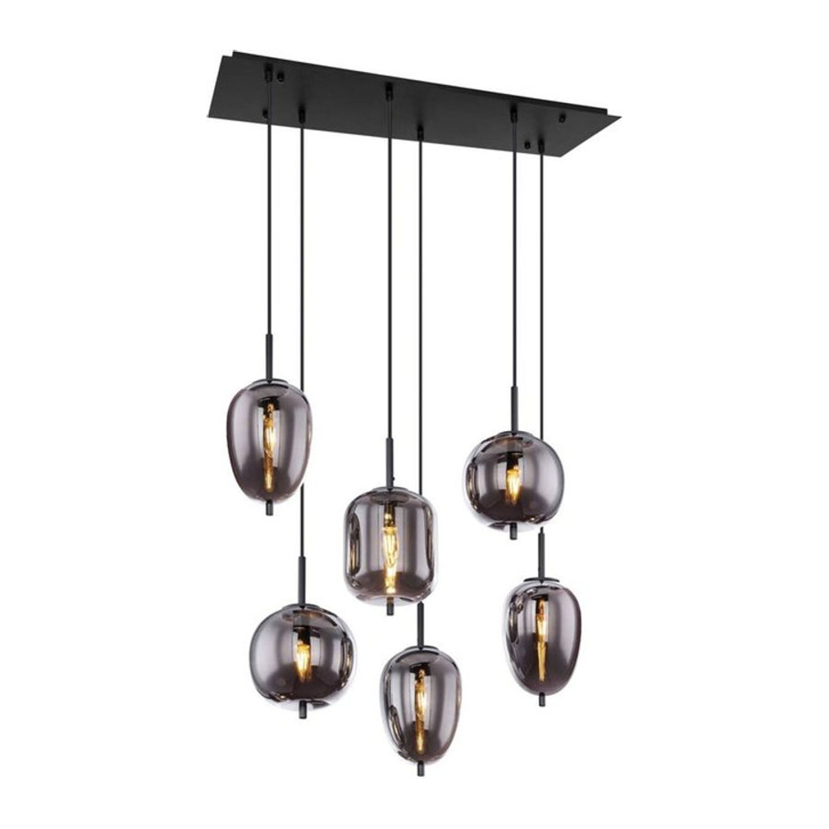 GLOBO Pendelleuchte Blacky Modern Schwarz aus Metall und Rauchglas, E14, B/H/L: 34 x 120 x 80 cm - Bild 1