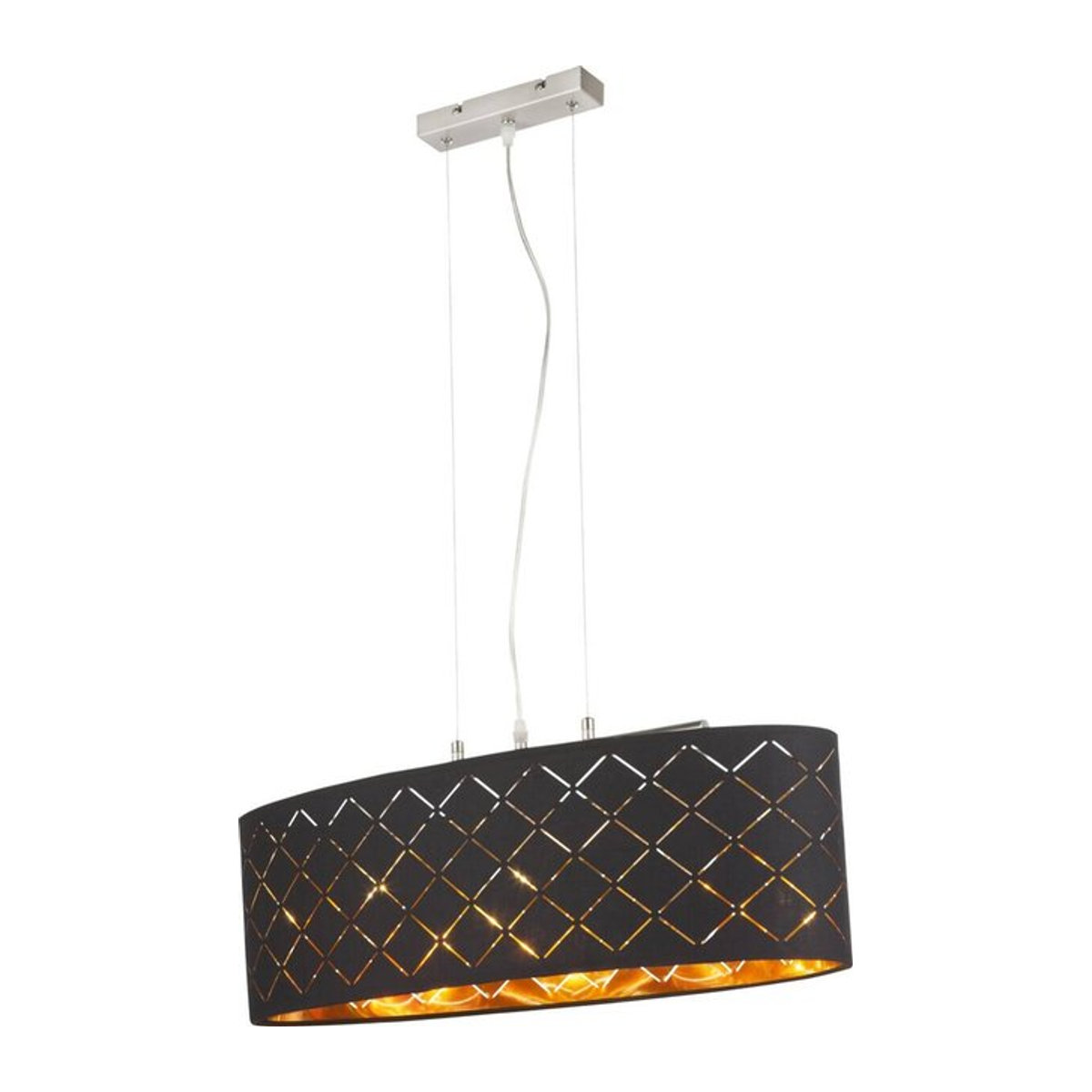 GLOBO Pendelleuchte Clarke Modern in Nickel matt Gold Schwarz aus Metall und Textil mit 3 E27 Fassungen, B/H/T: 25 x 140 x 65 cm - Bild 1