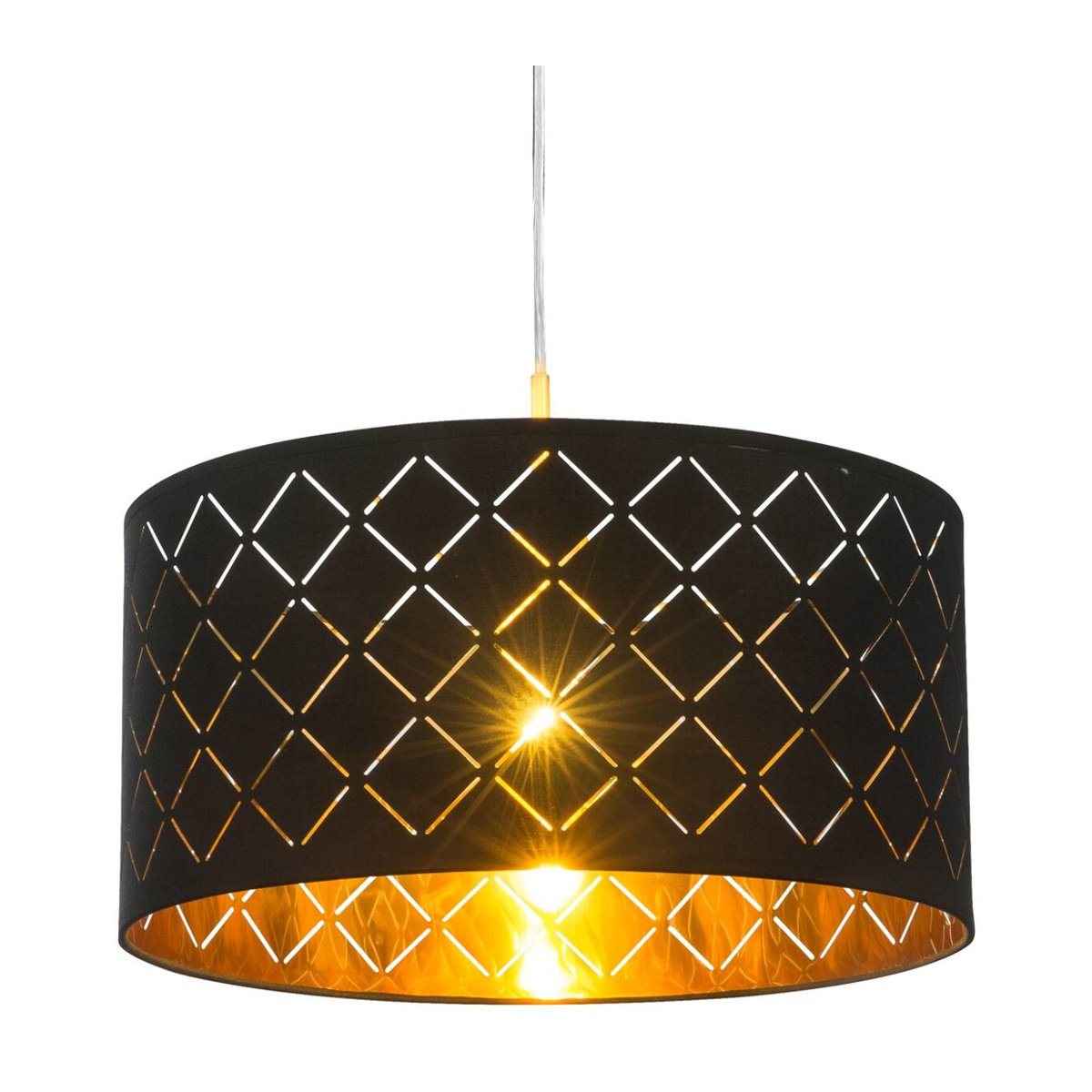 GLOBO Pendelleuchte Clarke Modern in Schwarz und Nickel matt mit Stoffschirm, E27, Höhe: 140 cm, Durchmesser: 40 cm - Bild 3