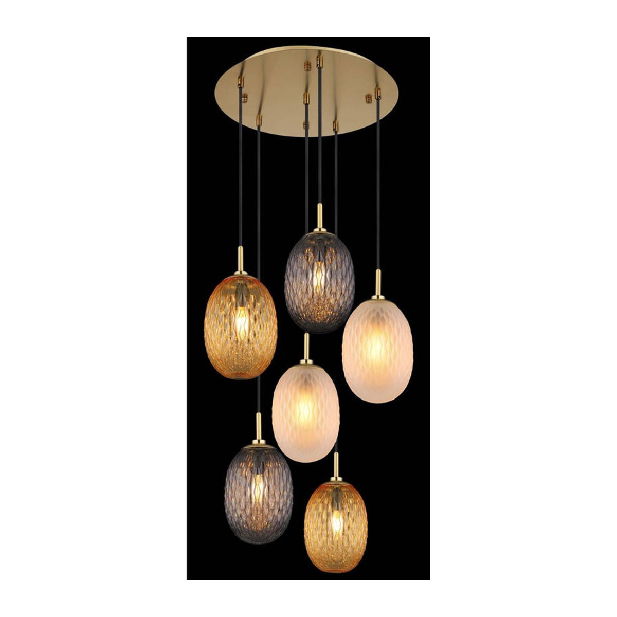 Globo Pendelleuchte Devin Modern aus Glas und Metall in Bunt mit E14 Fassung, Durchmesser: 47 cm, Höhe: 120 cm - Bild 2