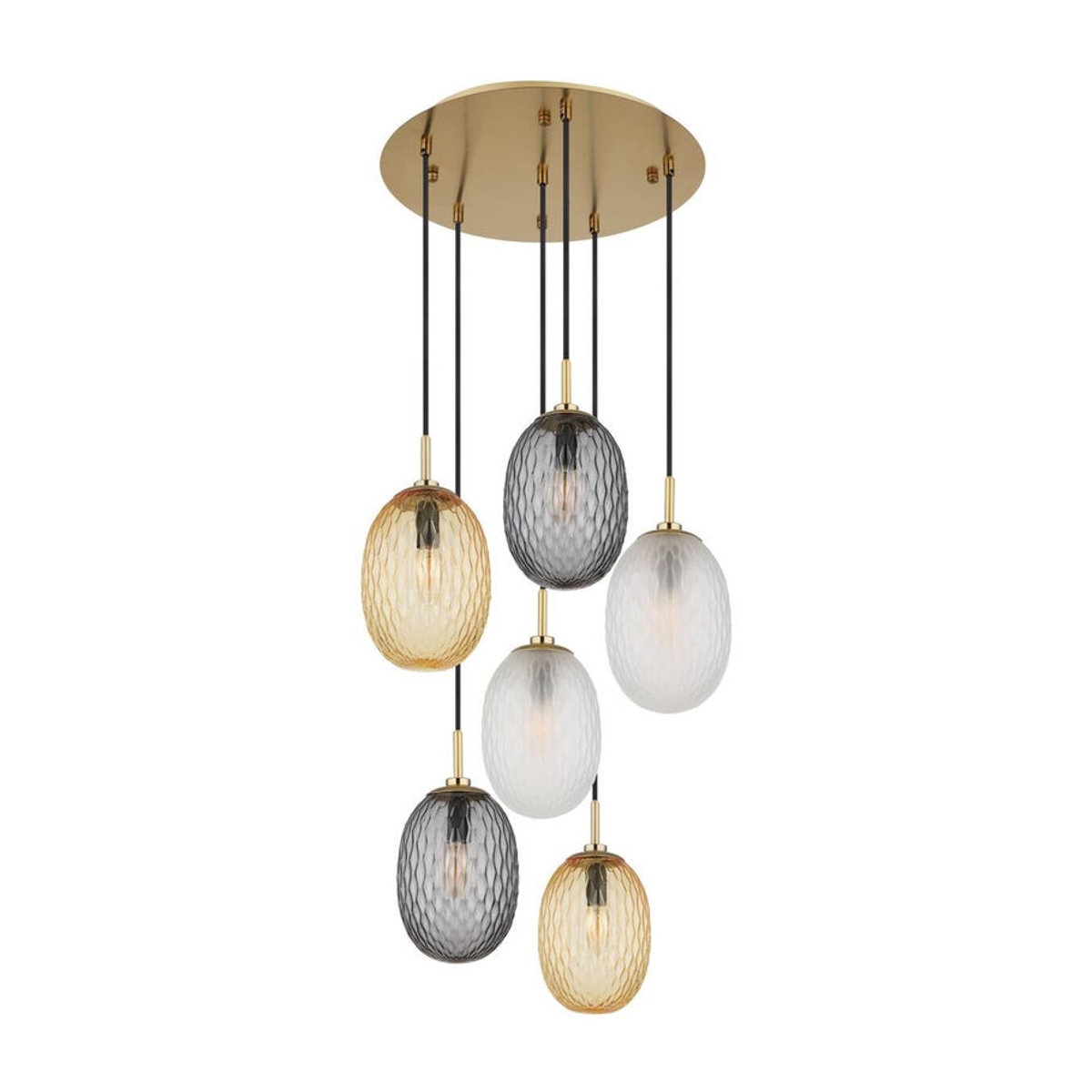 Globo Pendelleuchte Devin Modern aus Glas und Metall in Bunt mit E14 Fassung, Durchmesser: 47 cm, Höhe: 120 cm - Bild 4