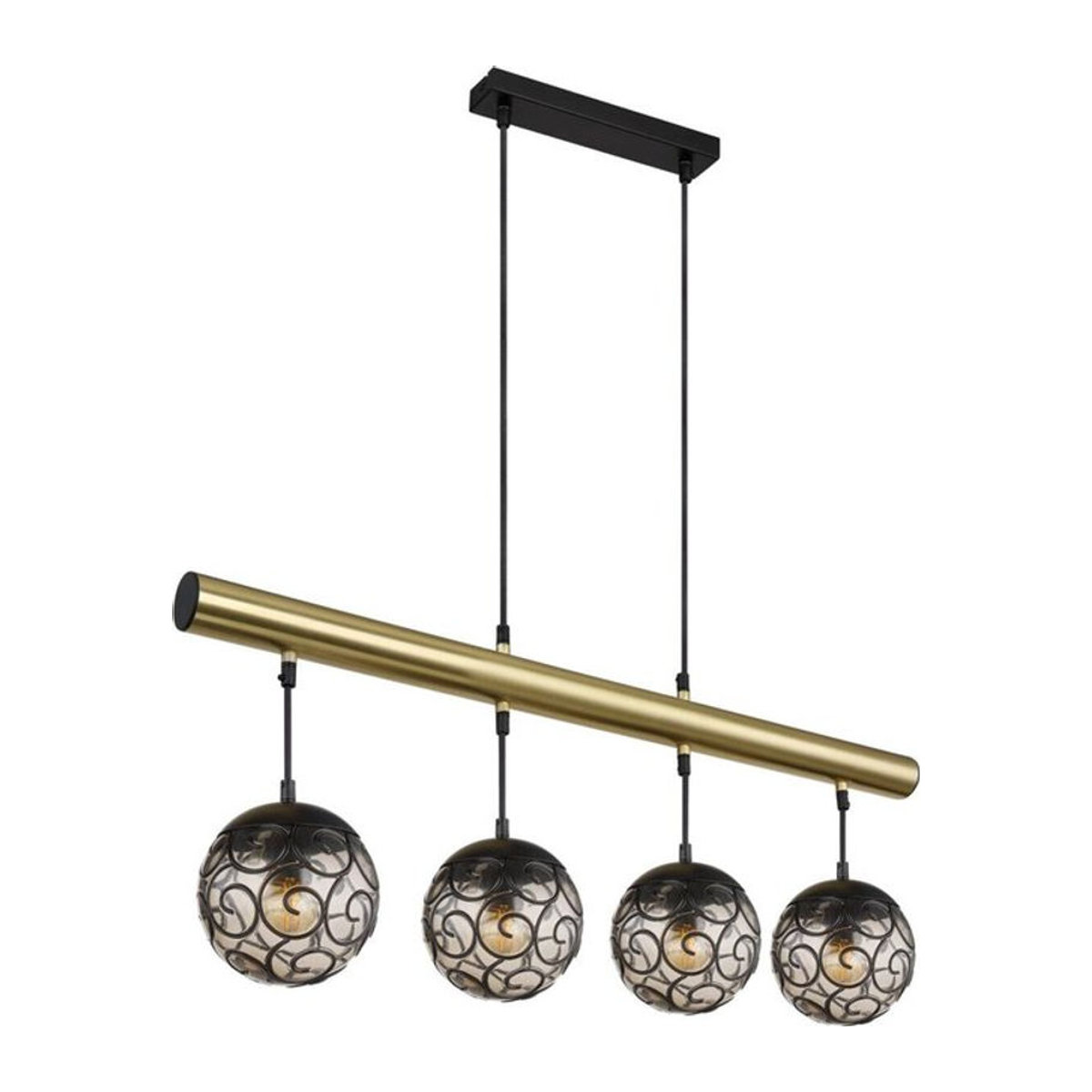 GLOBO Pendelleuchte Fitz Modern in Gold und Rauch aus Metall und Kunststoff mit 4 E27 Fassungen, B: 90 cm, H: 120 cm, T: 15 cm - Bild 1