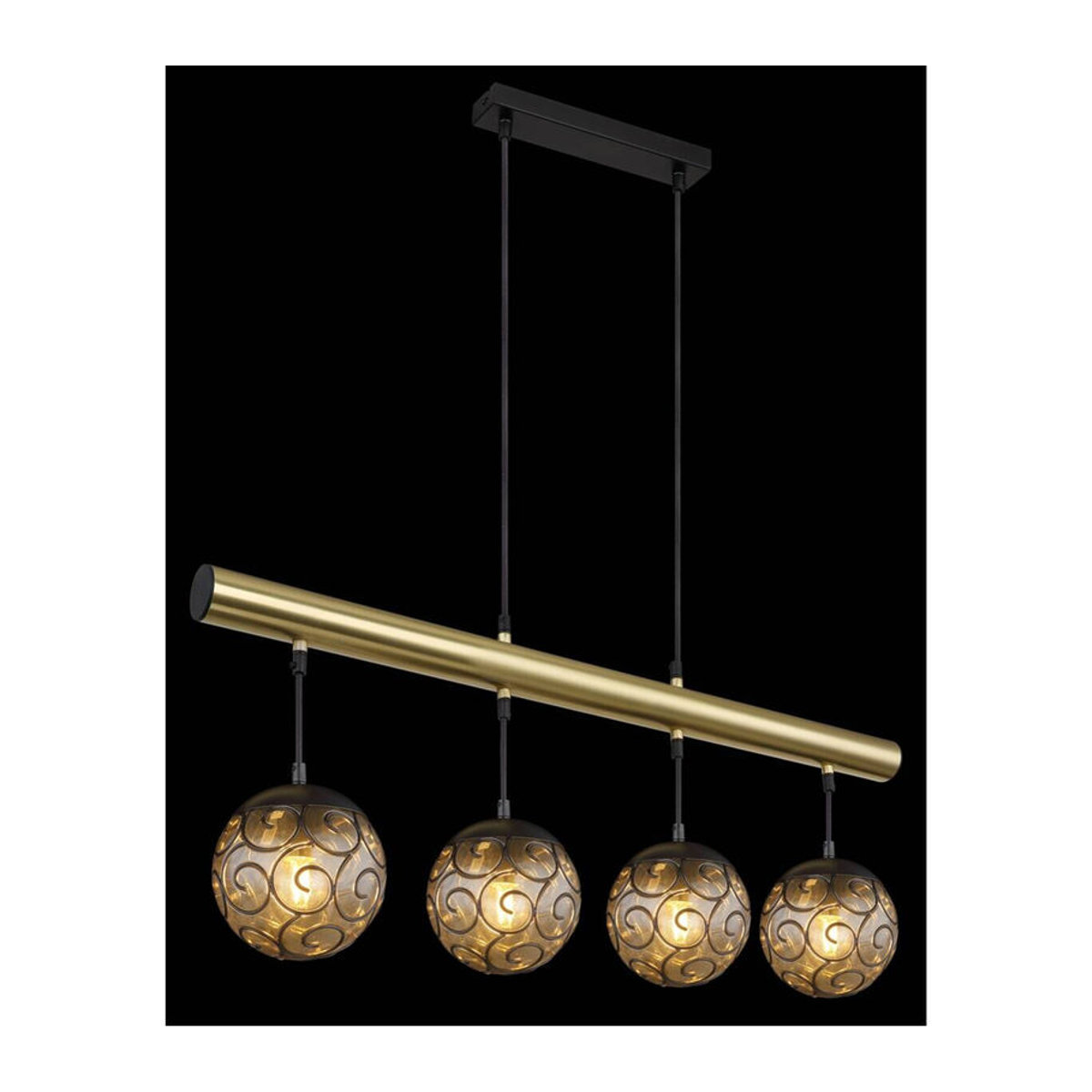 GLOBO Pendelleuchte Fitz Modern in Gold und Rauch aus Metall und Kunststoff mit 4 E27 Fassungen, B: 90 cm, H: 120 cm, T: 15 cm - Bild 2