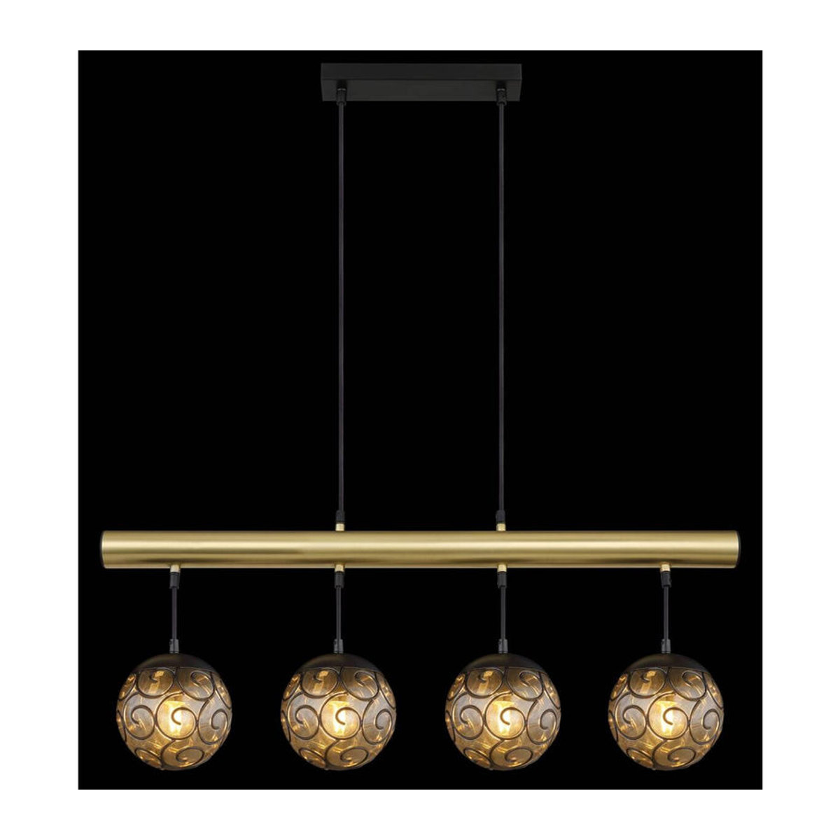 GLOBO Pendelleuchte Fitz Modern in Gold und Rauch aus Metall und Kunststoff mit 4 E27 Fassungen, B: 90 cm, H: 120 cm, T: 15 cm - Bild 3