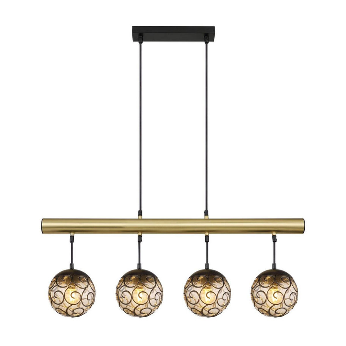 GLOBO Pendelleuchte Fitz Modern in Gold und Rauch aus Metall und Kunststoff mit 4 E27 Fassungen, B: 90 cm, H: 120 cm, T: 15 cm - Bild 4