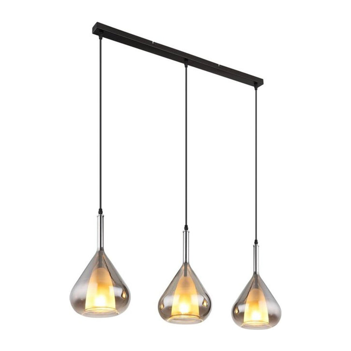 Globo Pendelleuchte Geeky Schwarz aus Metall und Glas mit 3 E27 Fassungen B/H/T: 20 x 140 x 90 cm - Bild 1