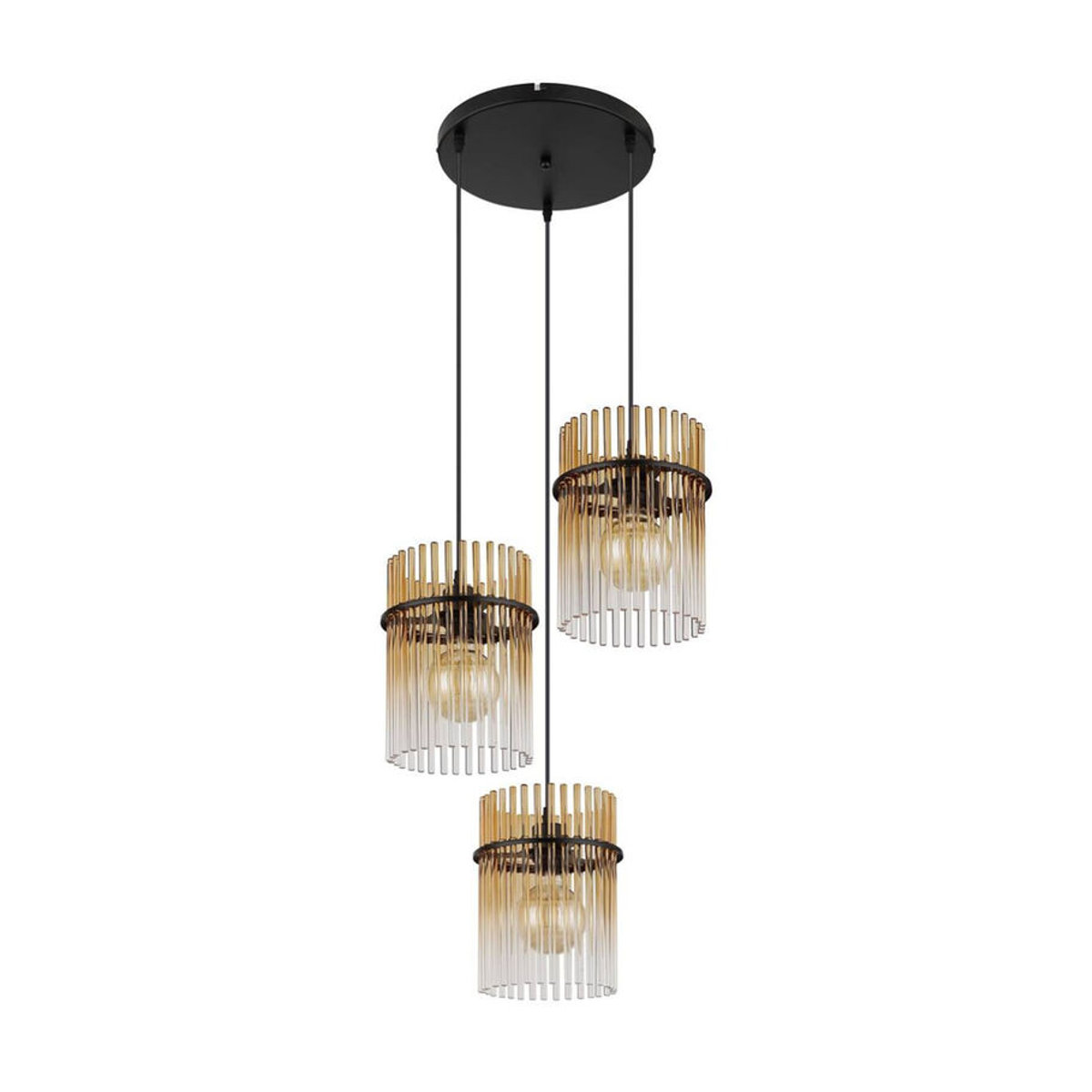 GLOBO Pendelleuchte Gorley Modern in Schwarz und Amber aus Metall und Glas mit E27 Fassung, Höhe: 140 cm, Durchmesser: 47 cm - Bild 2