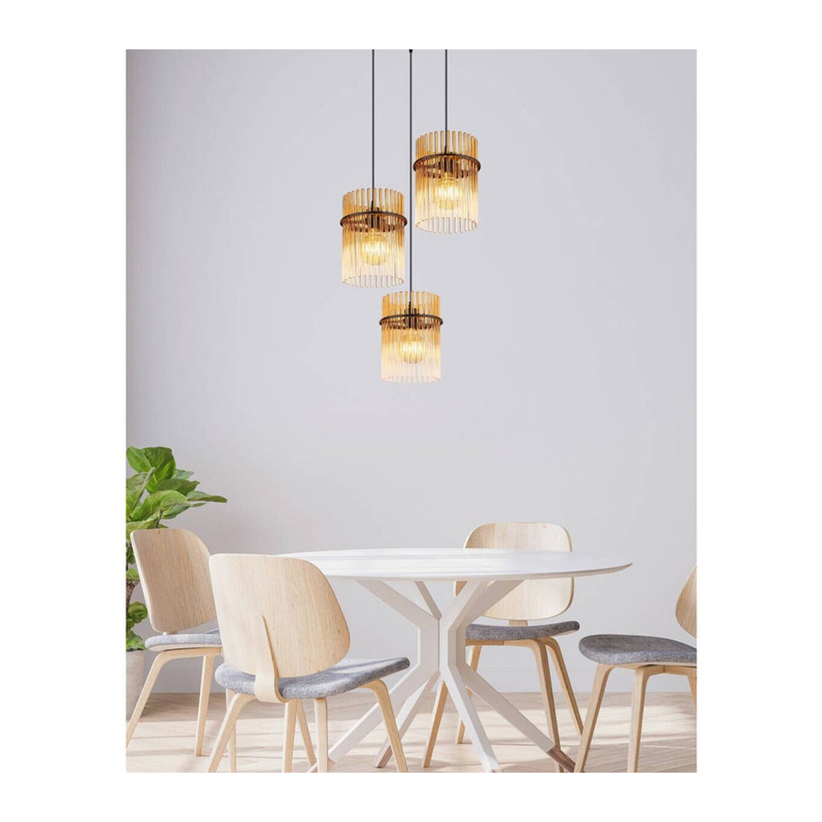 GLOBO Pendelleuchte Gorley Modern in Schwarz und Amber aus Metall und Glas mit E27 Fassung, Höhe: 140 cm, Durchmesser: 47 cm - Bild 3