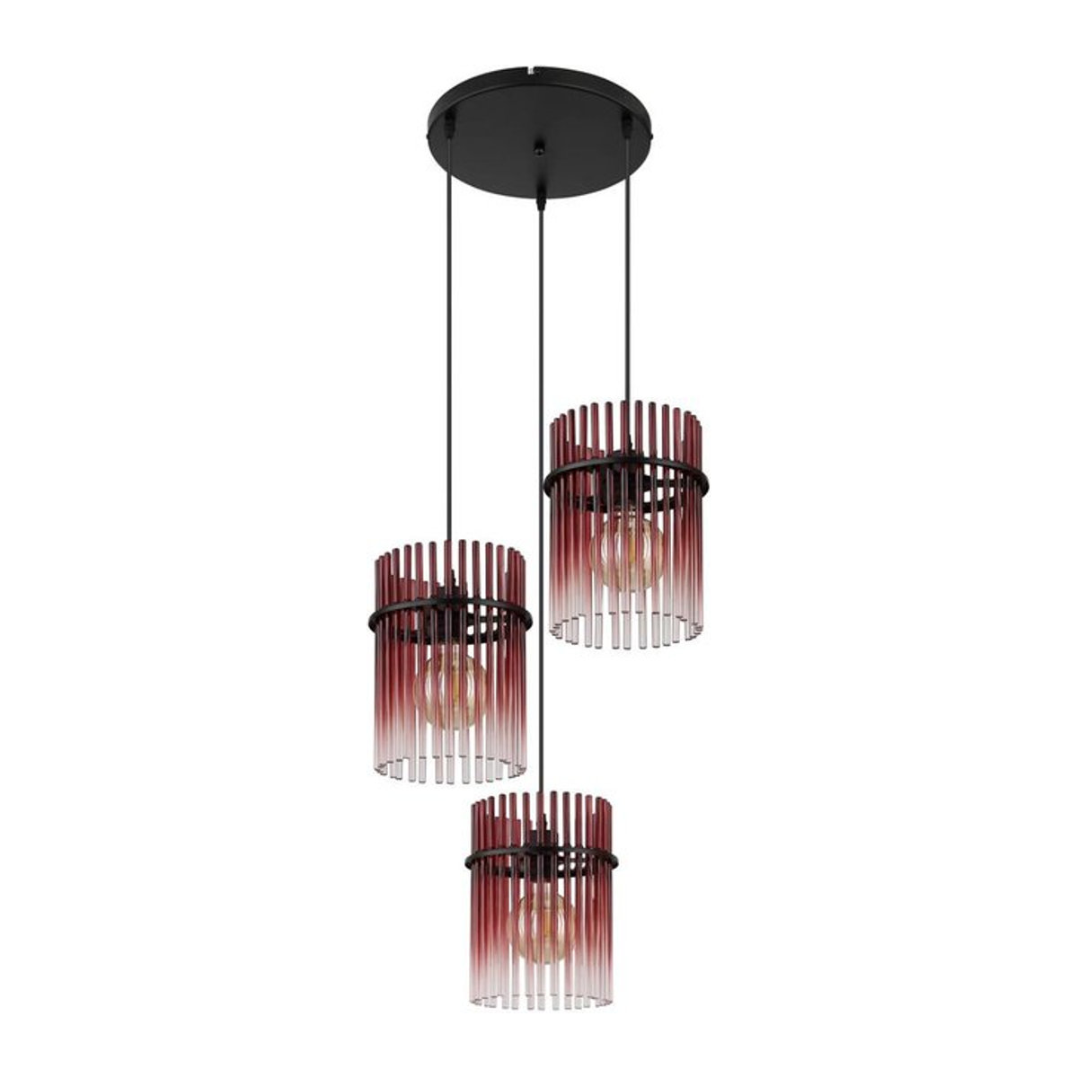 GLOBO Pendelleuchte Gorley Modern in Schwarz und Rot aus Metall und Glas mit E27 Fassung, Höhe: 140 cm, Durchmesser: 47 cm - Bild 1