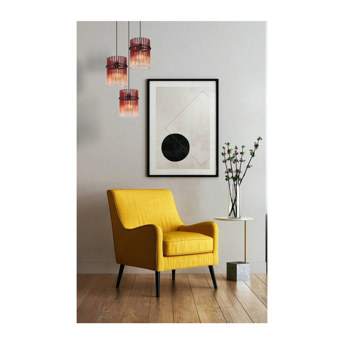 GLOBO Pendelleuchte Gorley Modern in Schwarz und Rot aus Metall und Glas mit E27 Fassung, Höhe: 140 cm, Durchmesser: 47 cm - Bild 2