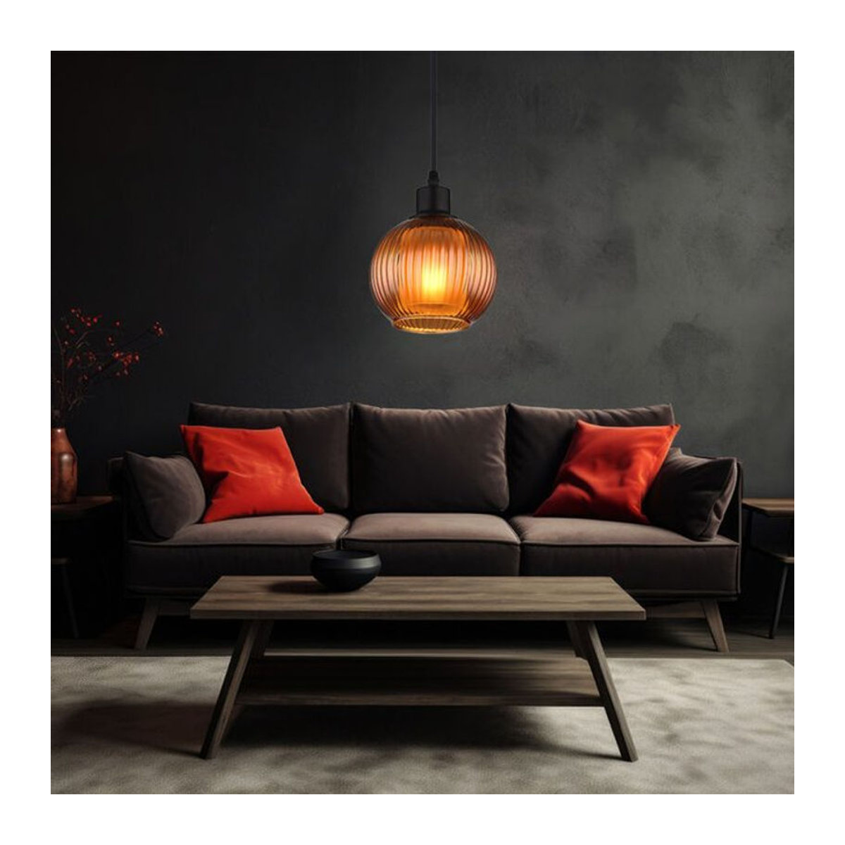 Globo Pendelleuchte im Industrial Design aus Metall und Glas in Schwarz und Bronze, E27, H: 120 cm, Durchmesser: 15 cm - Bild 1