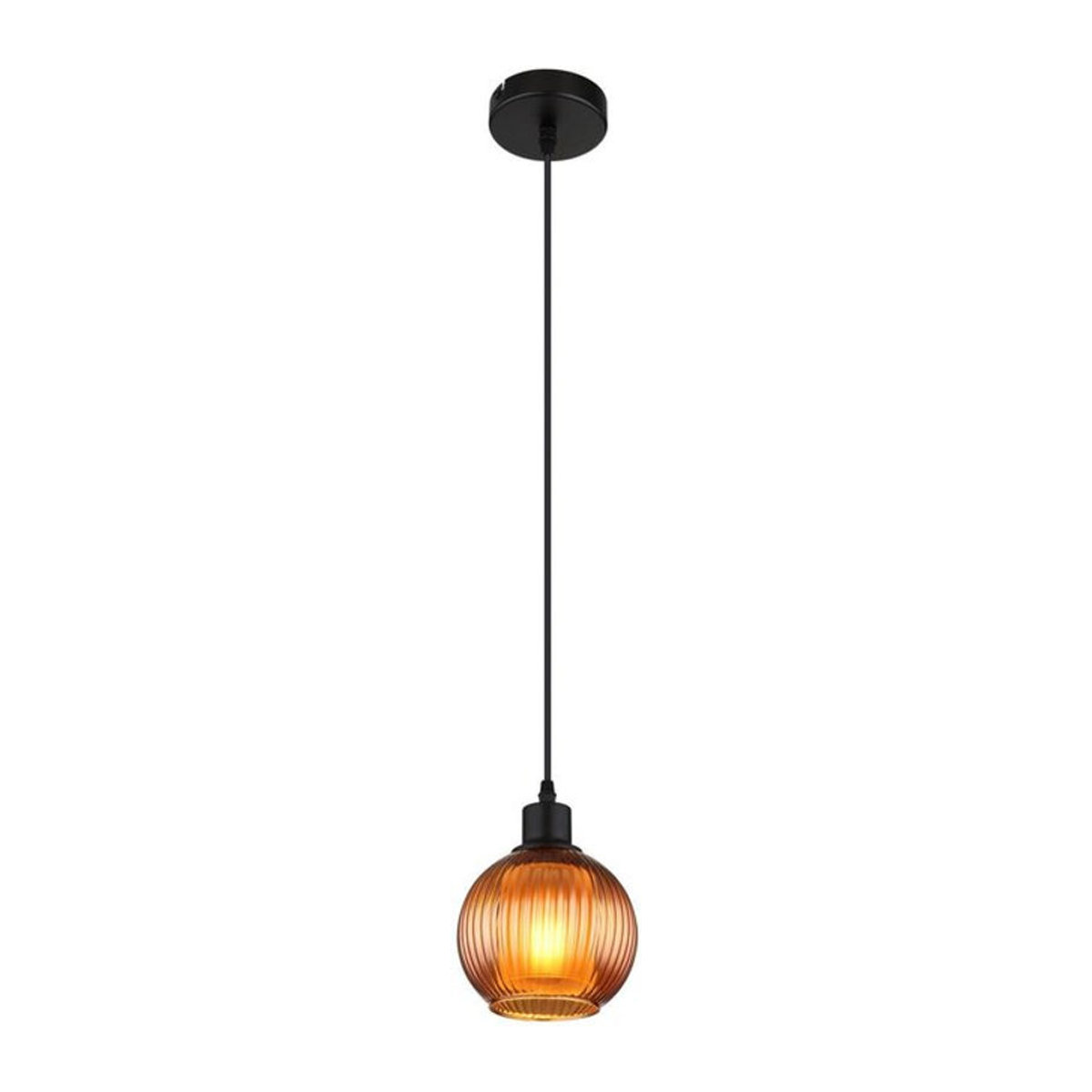 Globo Pendelleuchte im Industrial Design aus Metall und Glas in Schwarz und Bronze, E27, H: 120 cm, Durchmesser: 15 cm - Bild 2