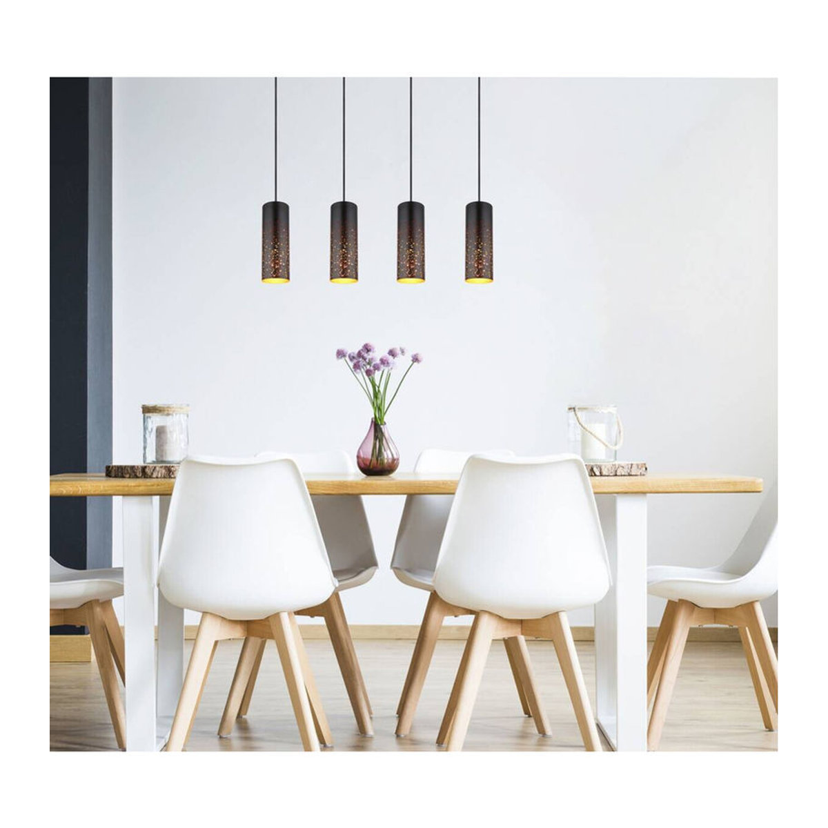 Globo Pendelleuchte in Schwarz, Modernes Design aus Metall und Glas, E27, B/H/T: 10 x 150 x 80 cm - Bild 2