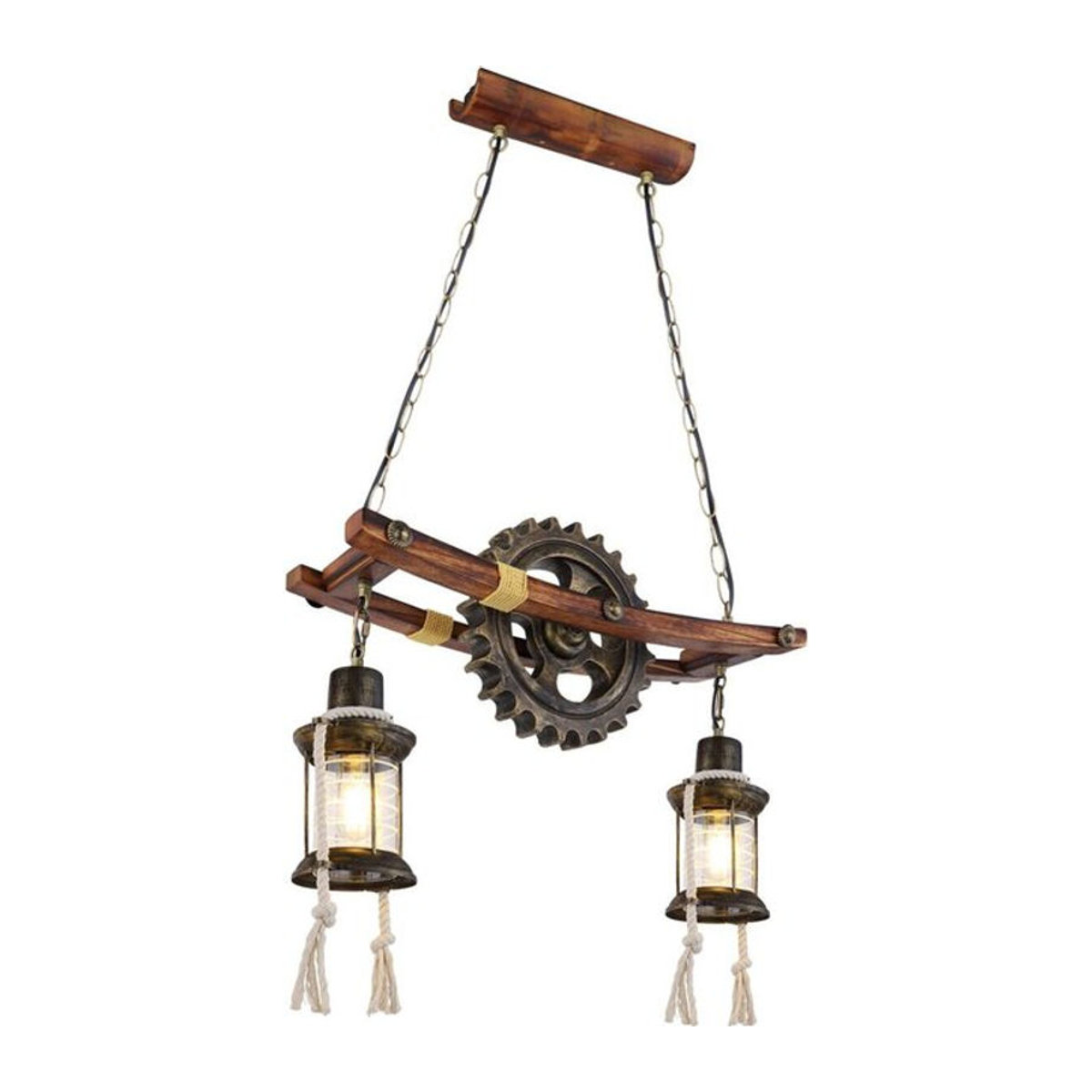 GLOBO Pendelleuchte Industrial Messing und Klar aus Metall und Glas mit E27 Fassung B/H/T: 20 x 110 x 62 cm - Bild 1
