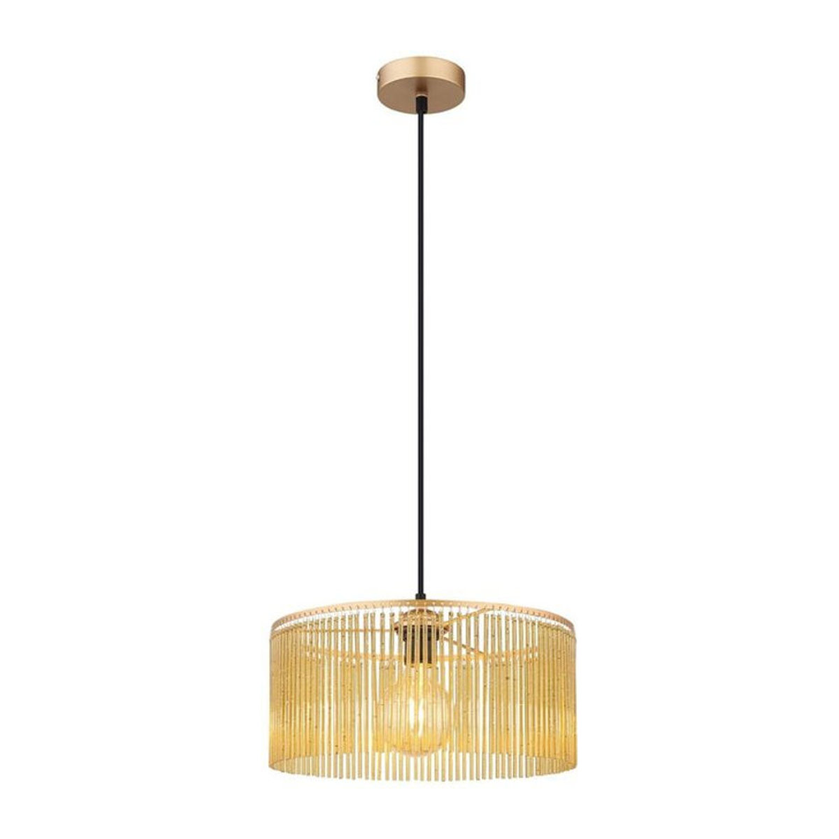 Globo Pendelleuchte LEEDS in Schwarz/Gold mit Acrylstäben und E27 Fassung, Höhe: 135 cm, Durchmesser: 35 cm - Bild 1