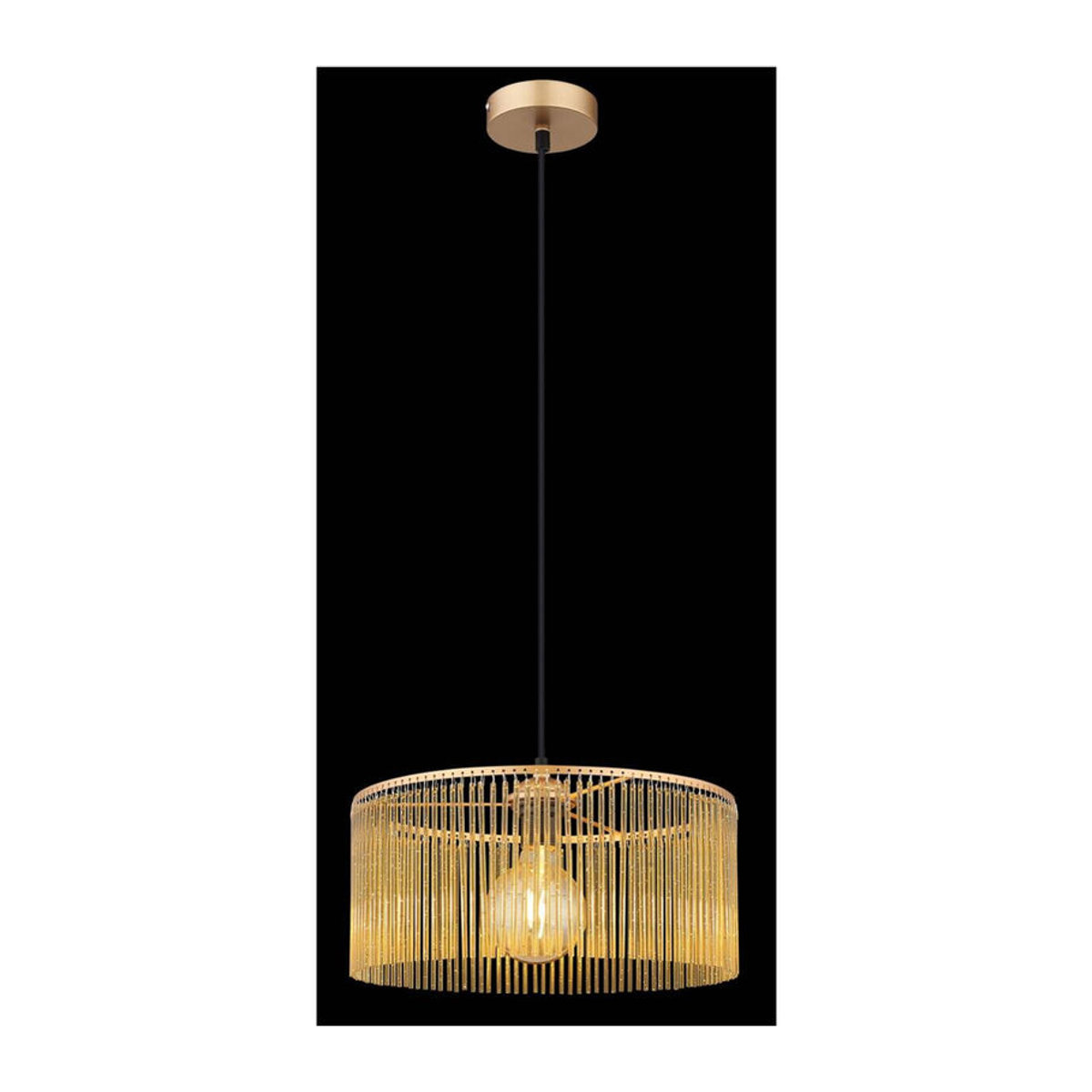 Globo Pendelleuchte LEEDS in Schwarz/Gold mit Acrylstäben und E27 Fassung, Höhe: 135 cm, Durchmesser: 35 cm - Bild 2