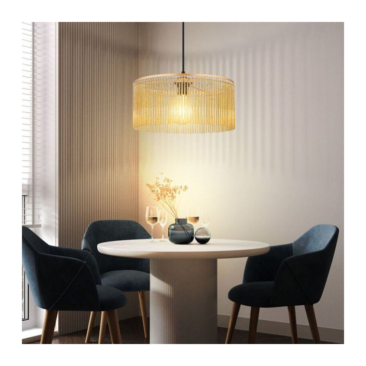 Globo Pendelleuchte LEEDS in Schwarz/Gold mit Acrylstäben und E27 Fassung, Höhe: 135 cm, Durchmesser: 35 cm - Bild 4
