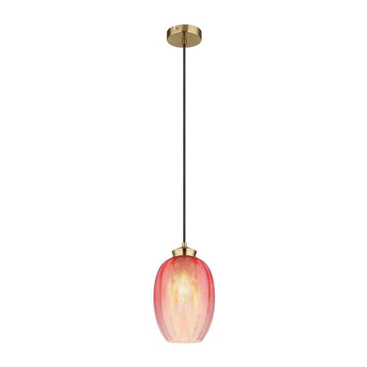Globo Pendelleuchte Modern aus Glas und Metall in Schwarz Gold Rot Rosa mit E27 Fassung, H x B: 120 x 60 cm - Bild 1