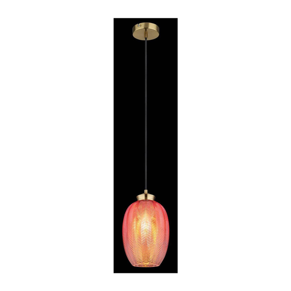 Globo Pendelleuchte Modern aus Glas und Metall in Schwarz Gold Rot Rosa mit E27 Fassung, H x B: 120 x 60 cm - Bild 2