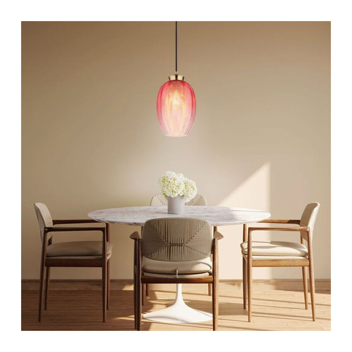 Globo Pendelleuchte Modern aus Glas und Metall in Schwarz Gold Rot Rosa mit E27 Fassung, H x B: 120 x 60 cm - Bild 4