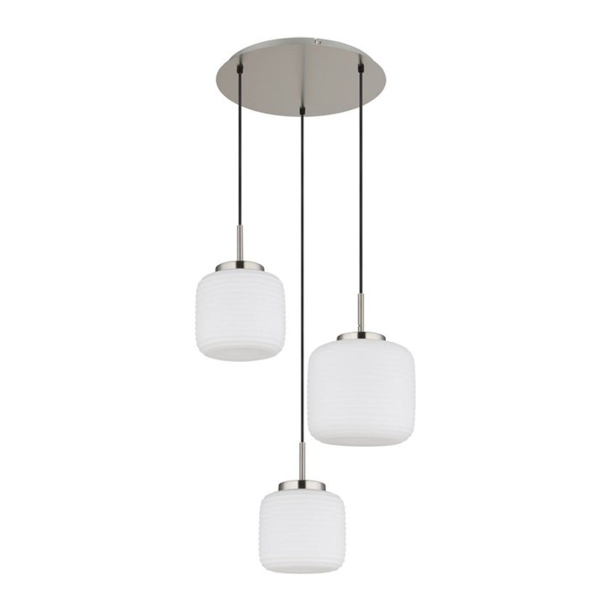 GLOBO Pendelleuchte Modern aus Glas und Metall in Schwarz und Nickel matt mit 3 E27 Fassungen, Höhe: 130 cm, Durchmesser: 52,5 cm - Bild 1