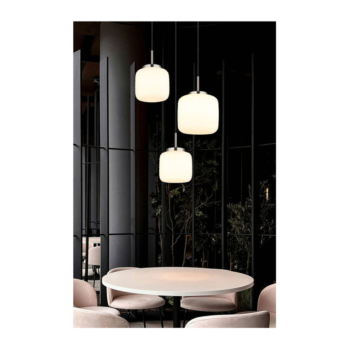 GLOBO Pendelleuchte Modern aus Glas und Metall in Schwarz und Nickel matt mit 3 E27 Fassungen, Höhe: 130 cm, Durchmesser: 52,5 cm - Bild 2
