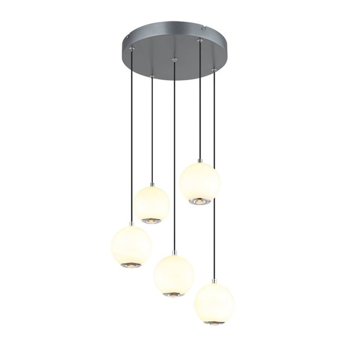 GLOBO Pendelleuchte Modern aus Metall und Glas in Grau und Opal mit LED, Höhe: 150 cm, Durchmesser: 40 cm - Bild 1