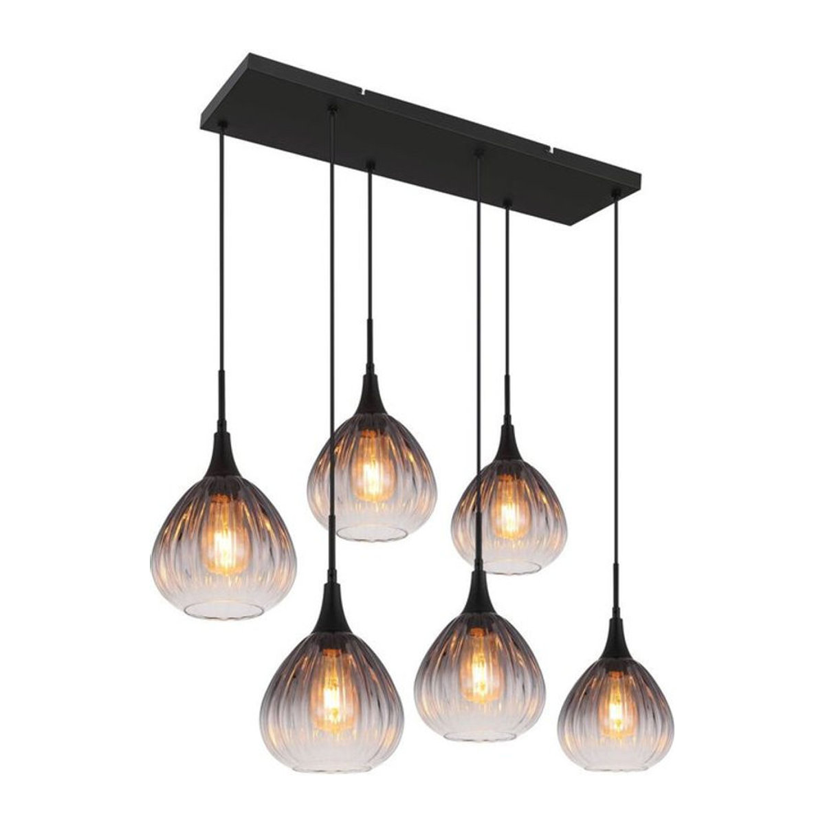 Globo Pendelleuchte Modern aus Metall und Glas in Schwarz mit 6 E27 Fassungen B/T/H: 40 x 90 x 120 cm - Bild 1