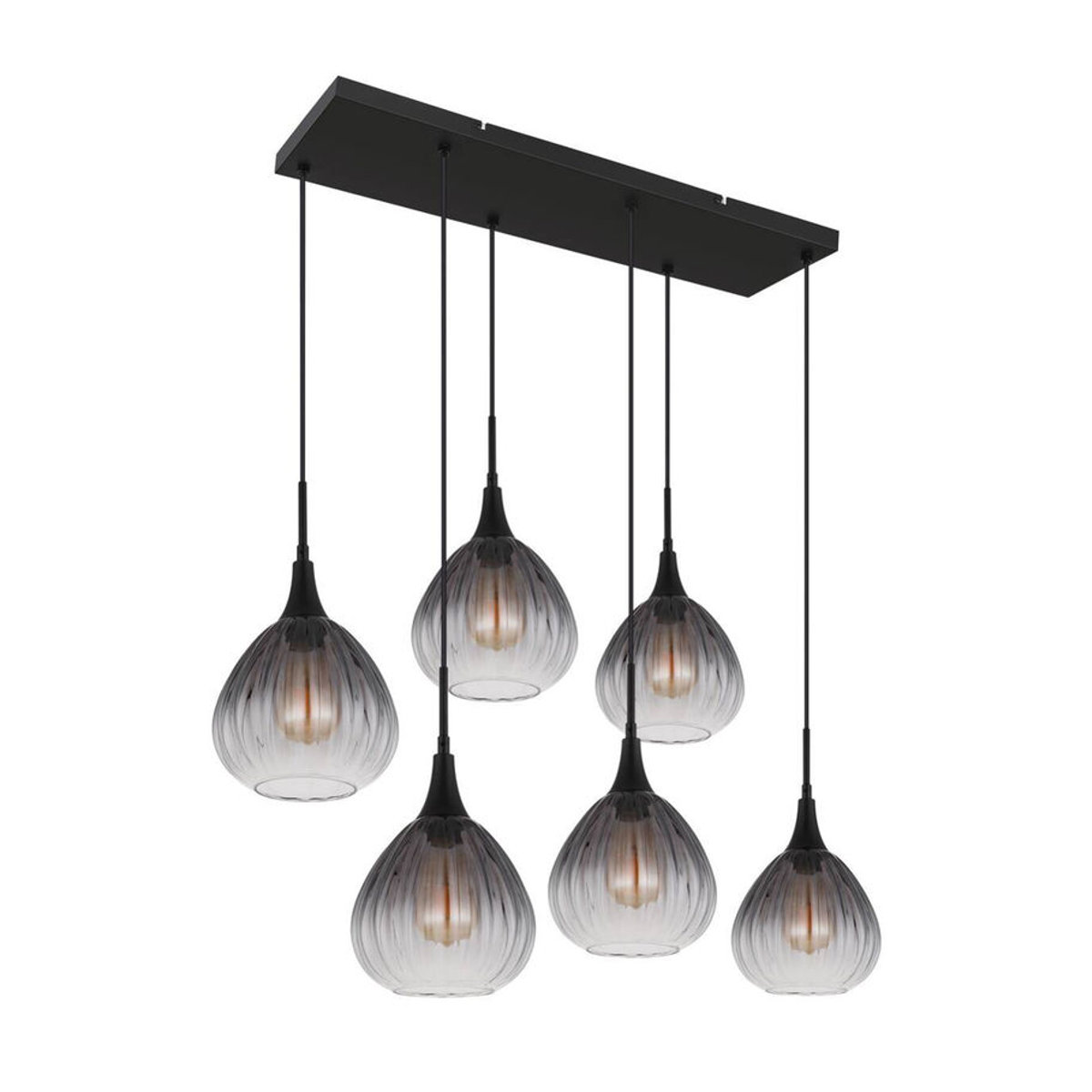 Globo Pendelleuchte Modern aus Metall und Glas in Schwarz mit 6 E27 Fassungen B/T/H: 40 x 90 x 120 cm - Bild 2
