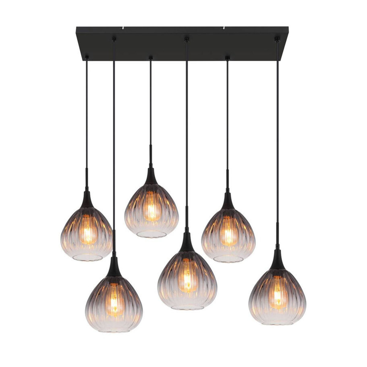Globo Pendelleuchte Modern aus Metall und Glas in Schwarz mit 6 E27 Fassungen B/T/H: 40 x 90 x 120 cm - Bild 3