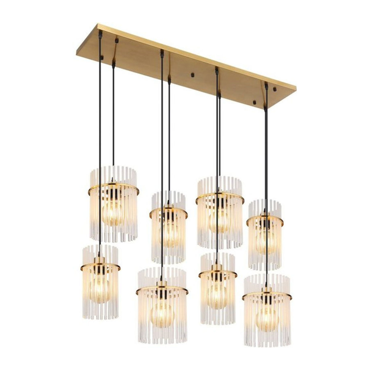 Globo Pendelleuchte Modern in Gold aus Metall und Glas, 8-flammig, E27, B/H/T: 38 x 125 x 110 cm - Bild 1