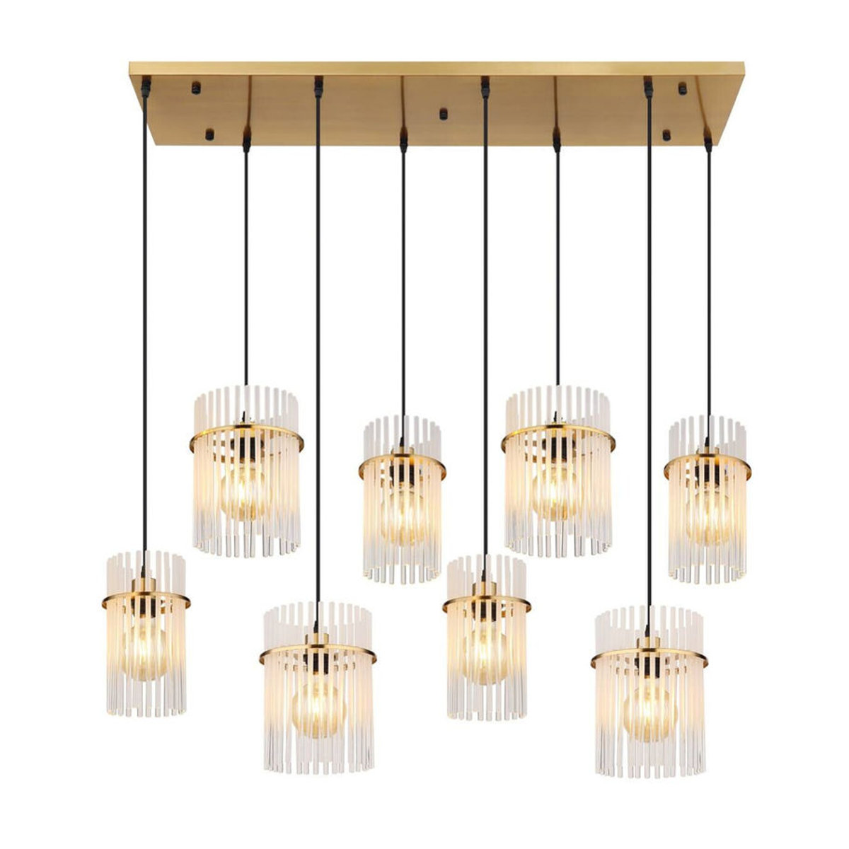 Globo Pendelleuchte Modern in Gold aus Metall und Glas, 8-flammig, E27, B/H/T: 38 x 125 x 110 cm - Bild 2