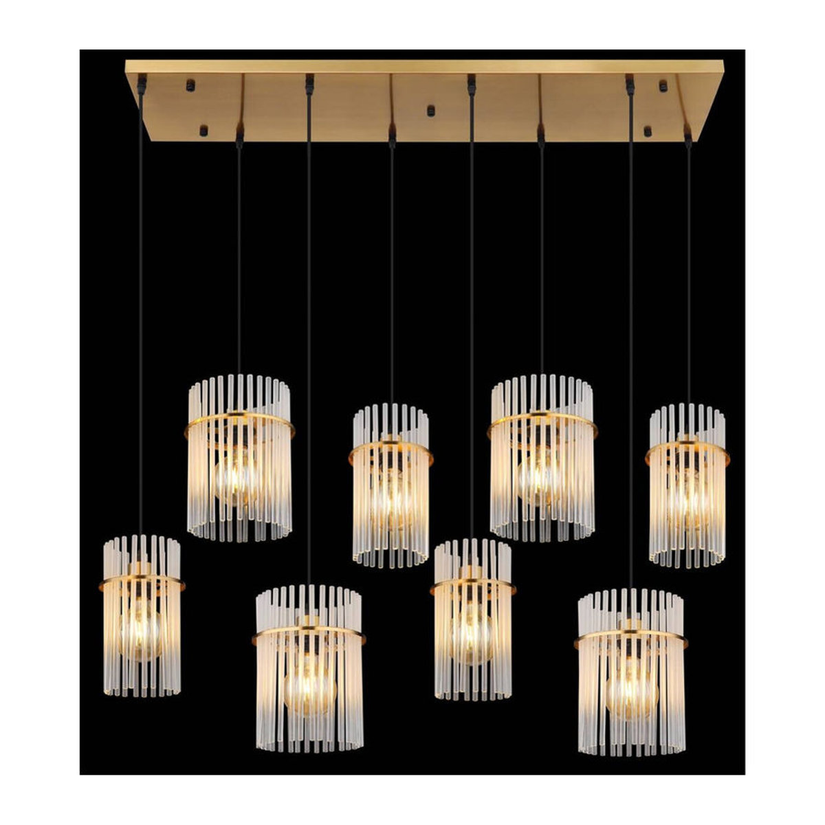 Globo Pendelleuchte Modern in Gold aus Metall und Glas, 8-flammig, E27, B/H/T: 38 x 125 x 110 cm - Bild 3