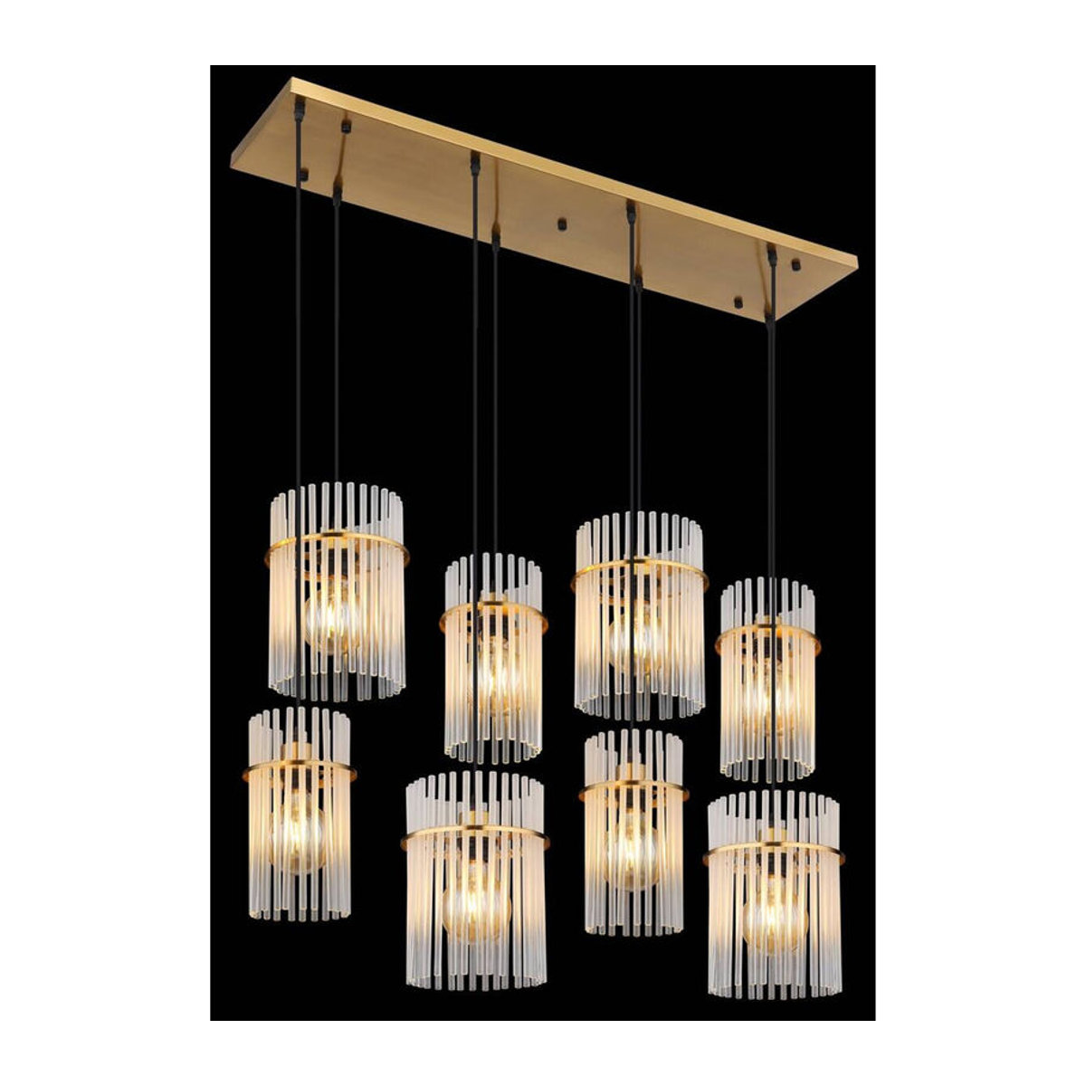 Globo Pendelleuchte Modern in Gold aus Metall und Glas, 8-flammig, E27, B/H/T: 38 x 125 x 110 cm - Bild 4