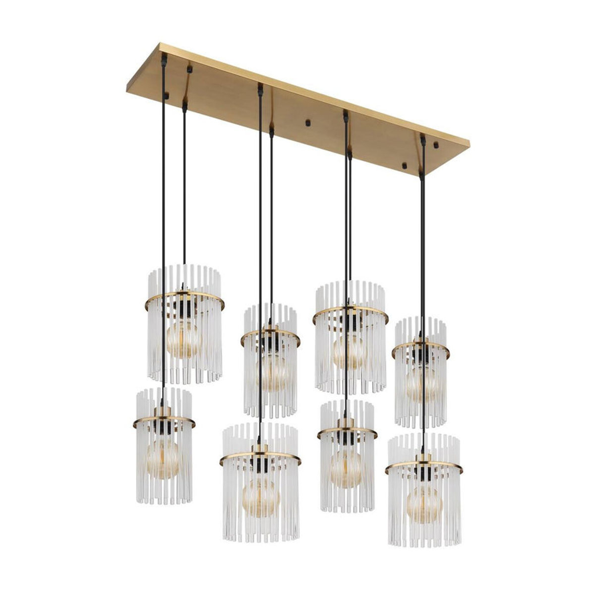 Globo Pendelleuchte Modern in Gold aus Metall und Glas, 8-flammig, E27, B/H/T: 38 x 125 x 110 cm - Bild 5