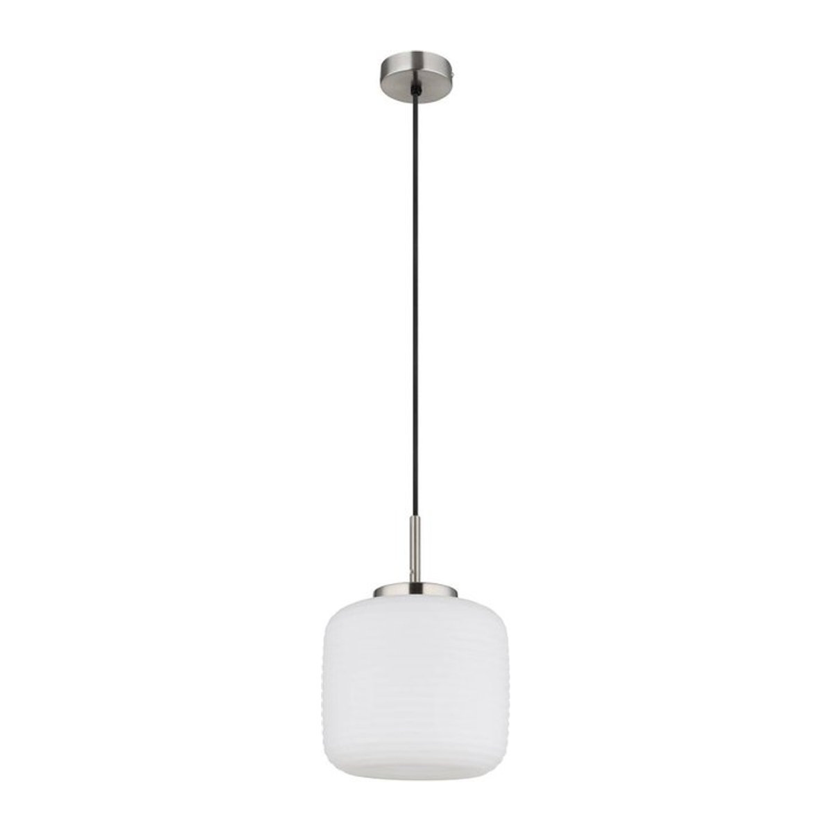 GLOBO Pendelleuchte Modern in Nickel matt und Schwarz aus Metall und Glas, Höhe: 130 cm, Durchmesser: 24 cm - Bild 1