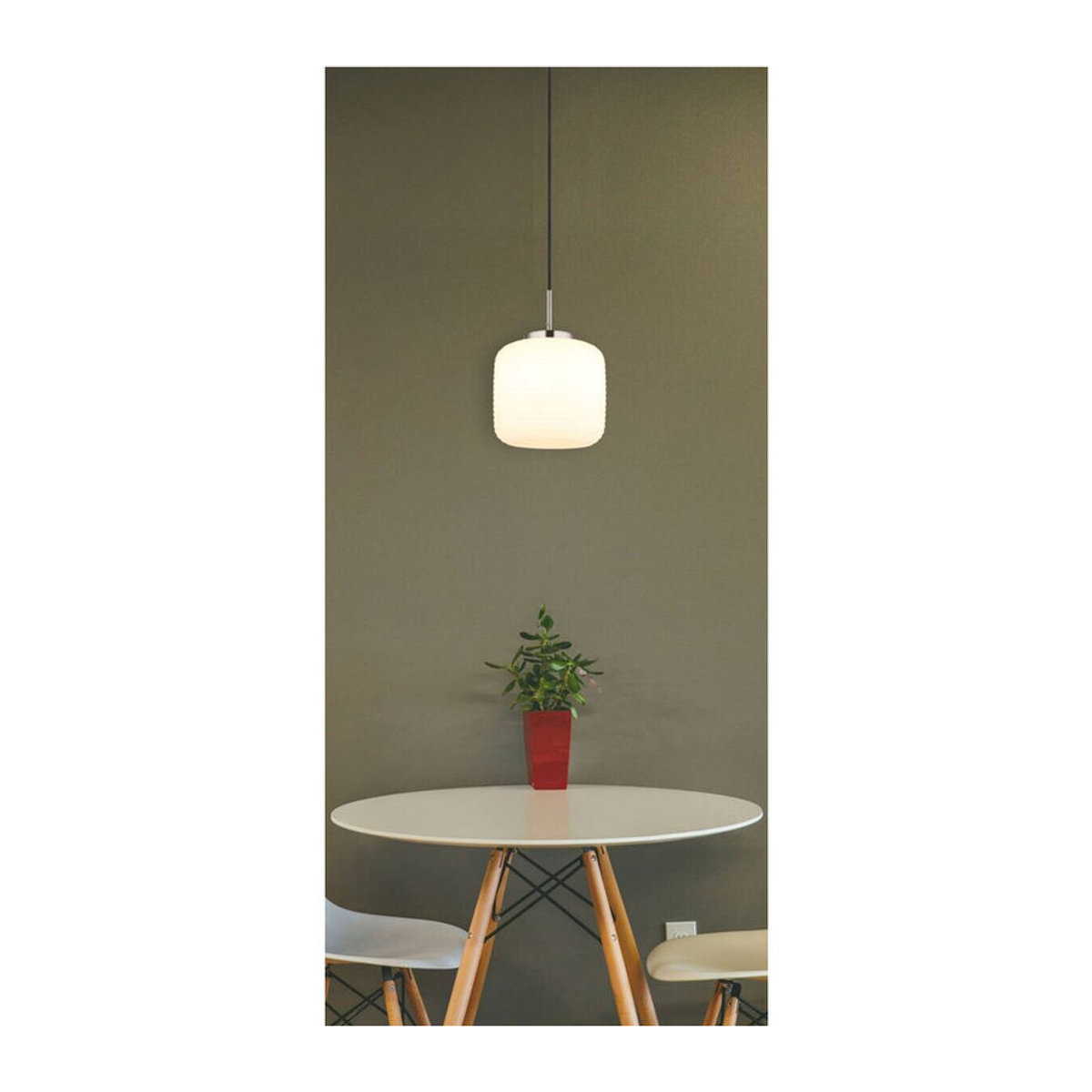 GLOBO Pendelleuchte Modern in Nickel matt und Schwarz aus Metall und Glas, Höhe: 130 cm, Durchmesser: 24 cm - Bild 2
