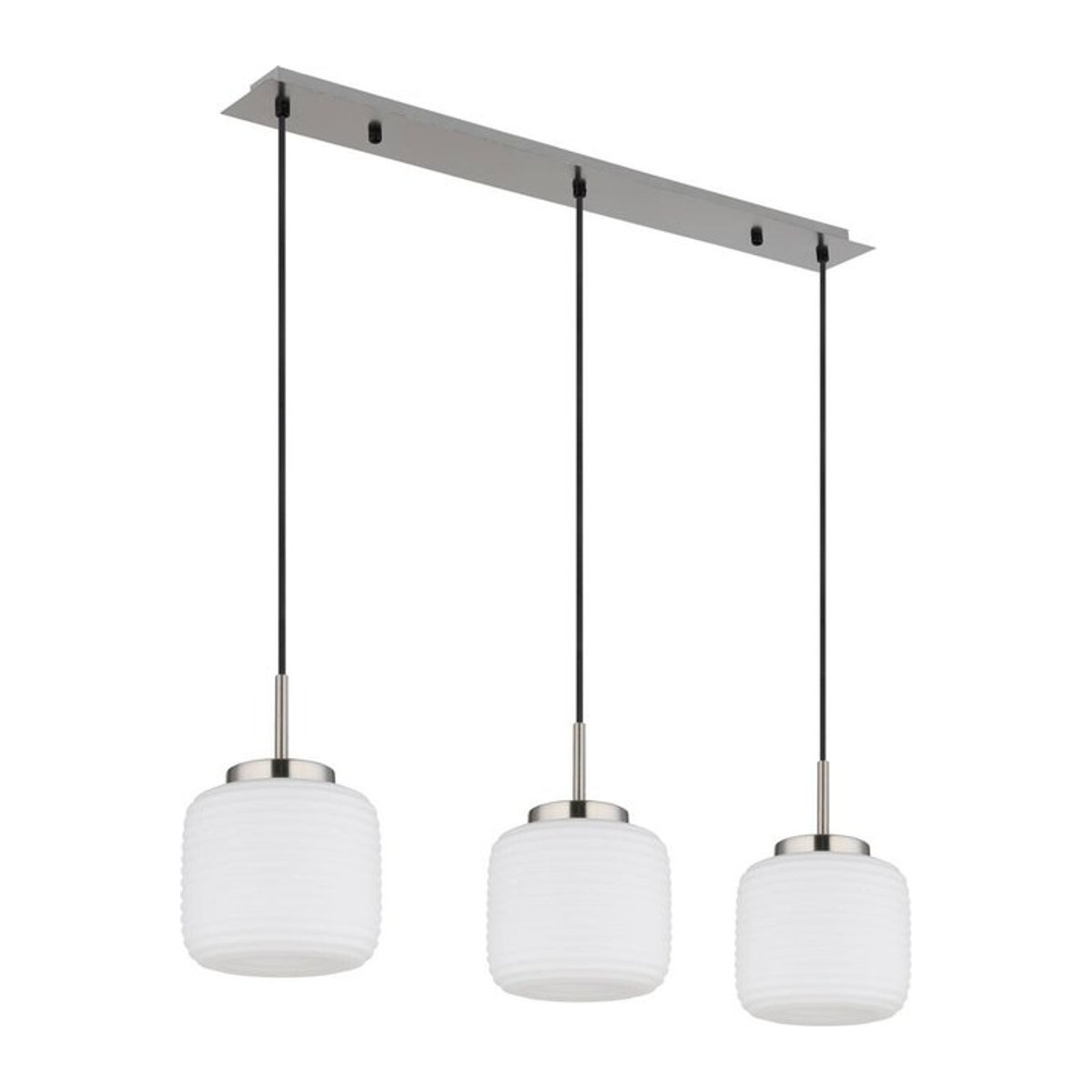 GLOBO Pendelleuchte Modern in Nickel matt und Schwarz aus Metall und Glas mit 3 E27 Fassungen, B/H: 90 x 130 cm - Bild 1