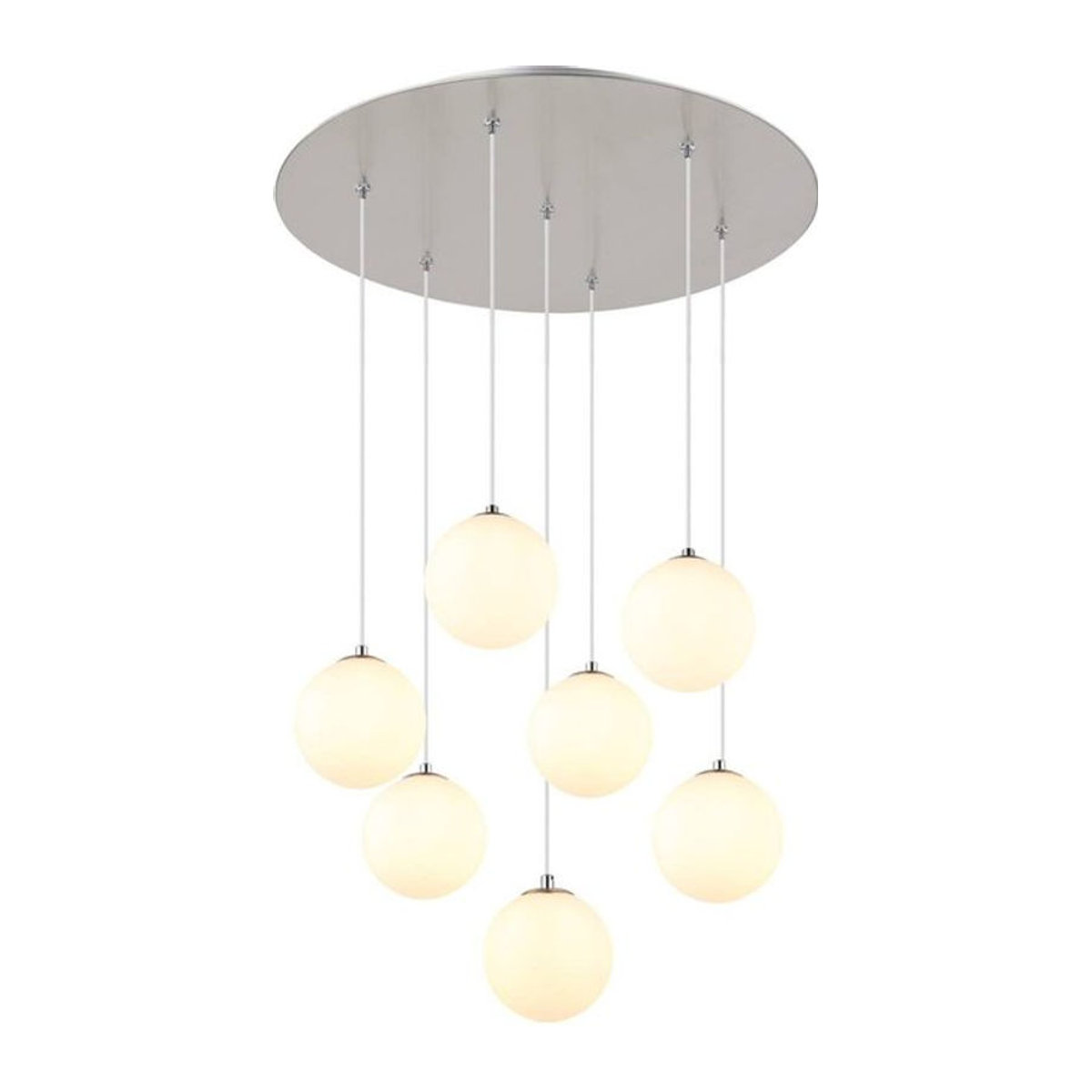 GLOBO Pendelleuchte Modern in Nickel matt und Schwarz aus Metall und Glas mit 7 G9 Glaskugeln, Höhe: 120 cm, Durchmesser: 55 cm - Bild 1