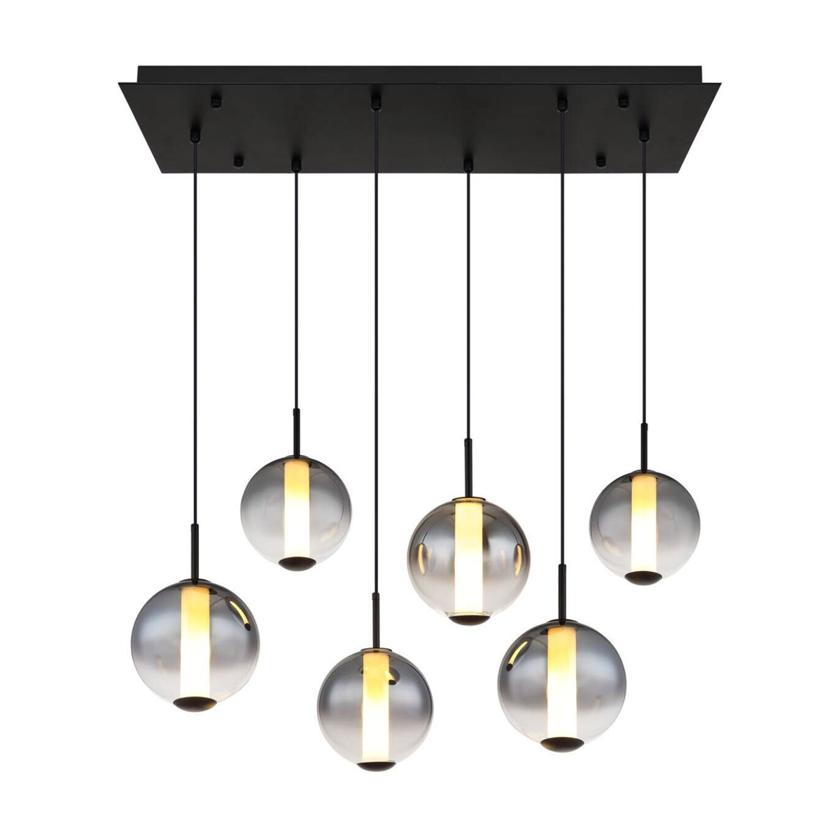 GLOBO Pendelleuchte Modern in Schwarz mit Glas und Metall, LED Warmweiß, Breite: 100 cm, Höhe: 120 cm - Bild 2