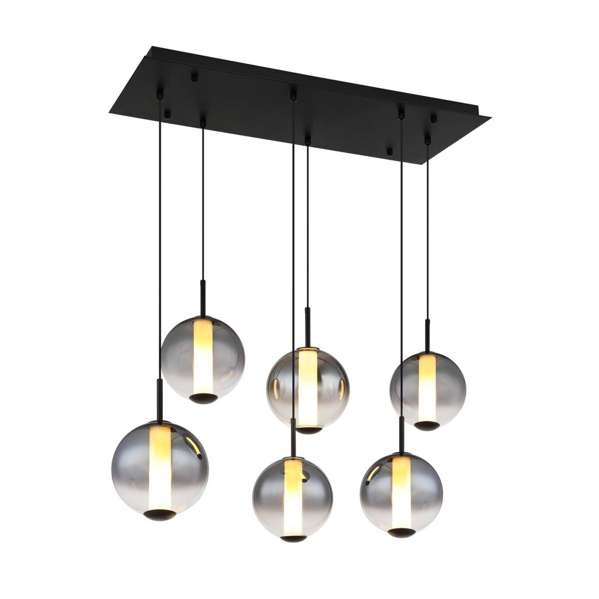 GLOBO Pendelleuchte Modern in Schwarz mit Glas und Metall, LED Warmweiß, Breite: 100 cm, Höhe: 120 cm - Bild 3