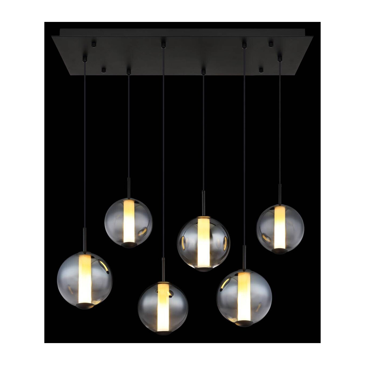 GLOBO Pendelleuchte Modern in Schwarz mit Glas und Metall, LED Warmweiß, Breite: 100 cm, Höhe: 120 cm - Bild 4