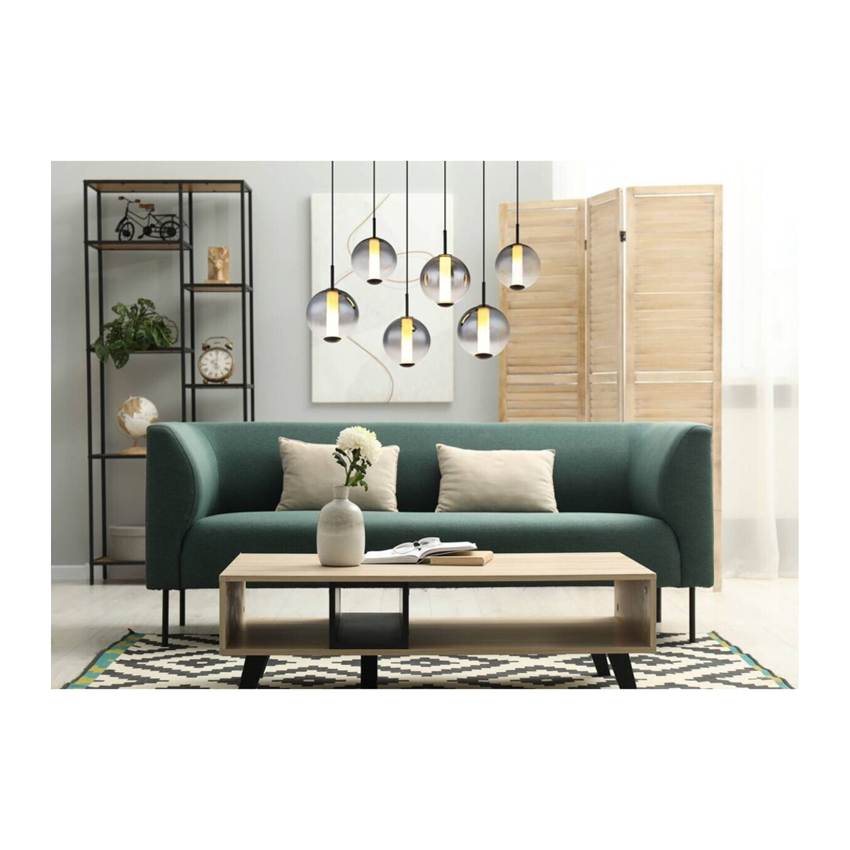 GLOBO Pendelleuchte Modern in Schwarz mit Glas und Metall, LED Warmweiß, Breite: 100 cm, Höhe: 120 cm - Bild 5